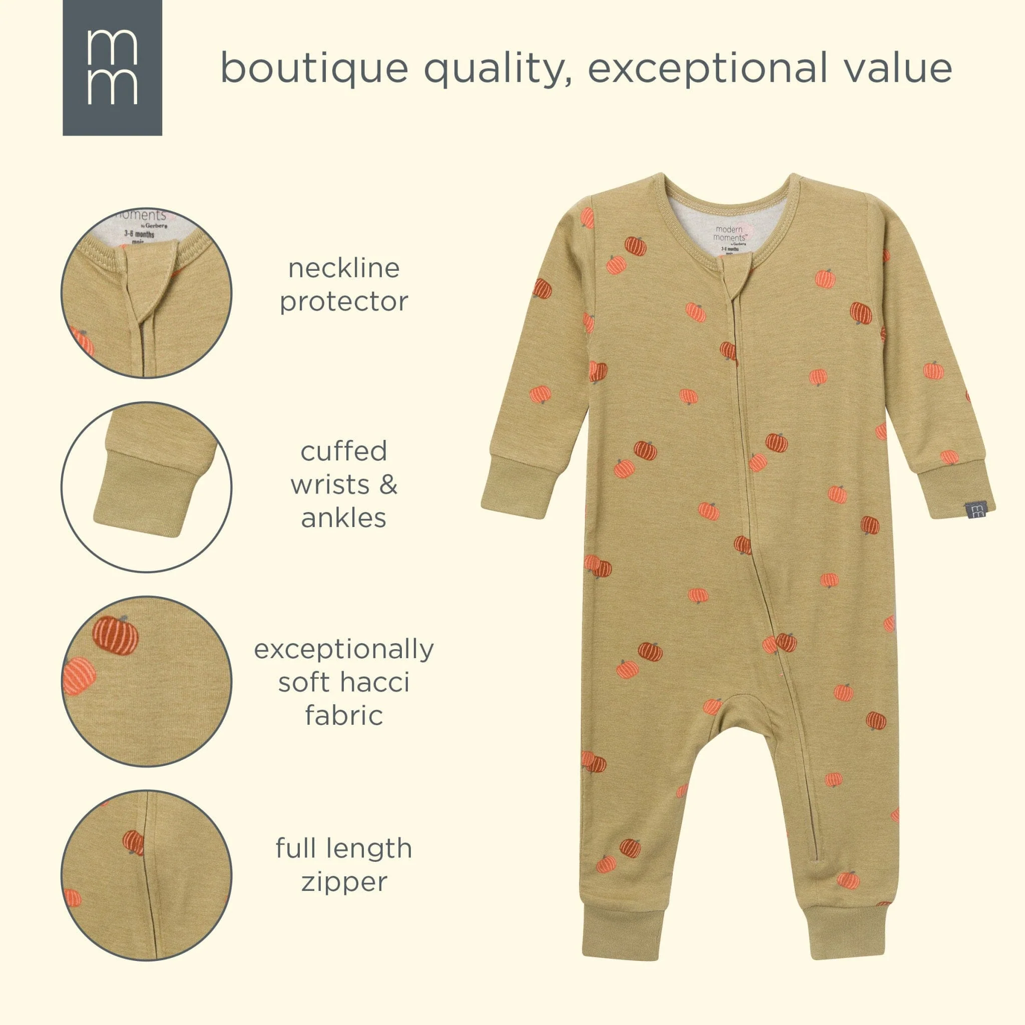 Baby & Toddler Neutral Pumpkin Patch Viscose Snug Fit Footless Pajamas - Image 4