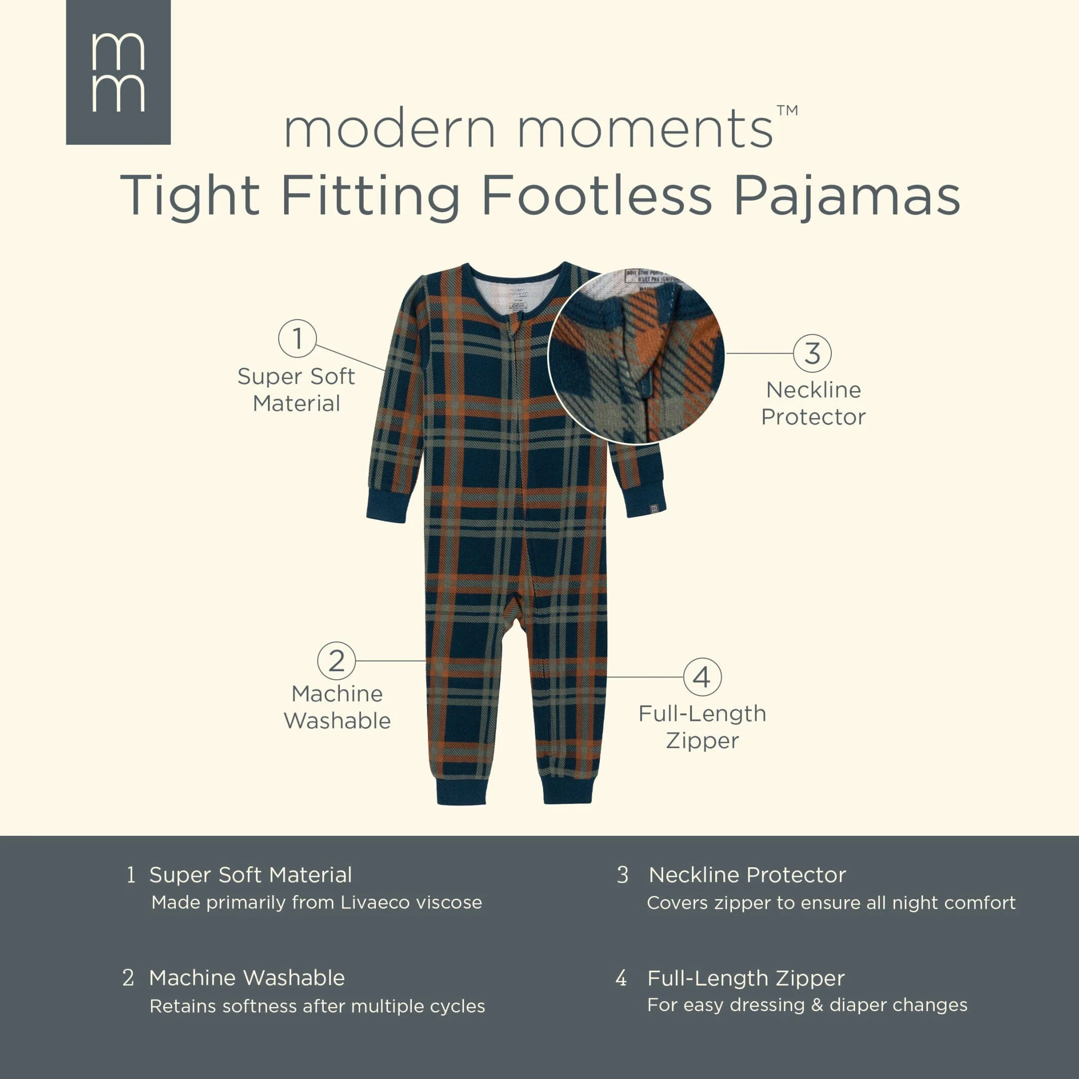 Baby & Toddler Boys Navy Plaid Hacci Footless Pajamas - Image 7