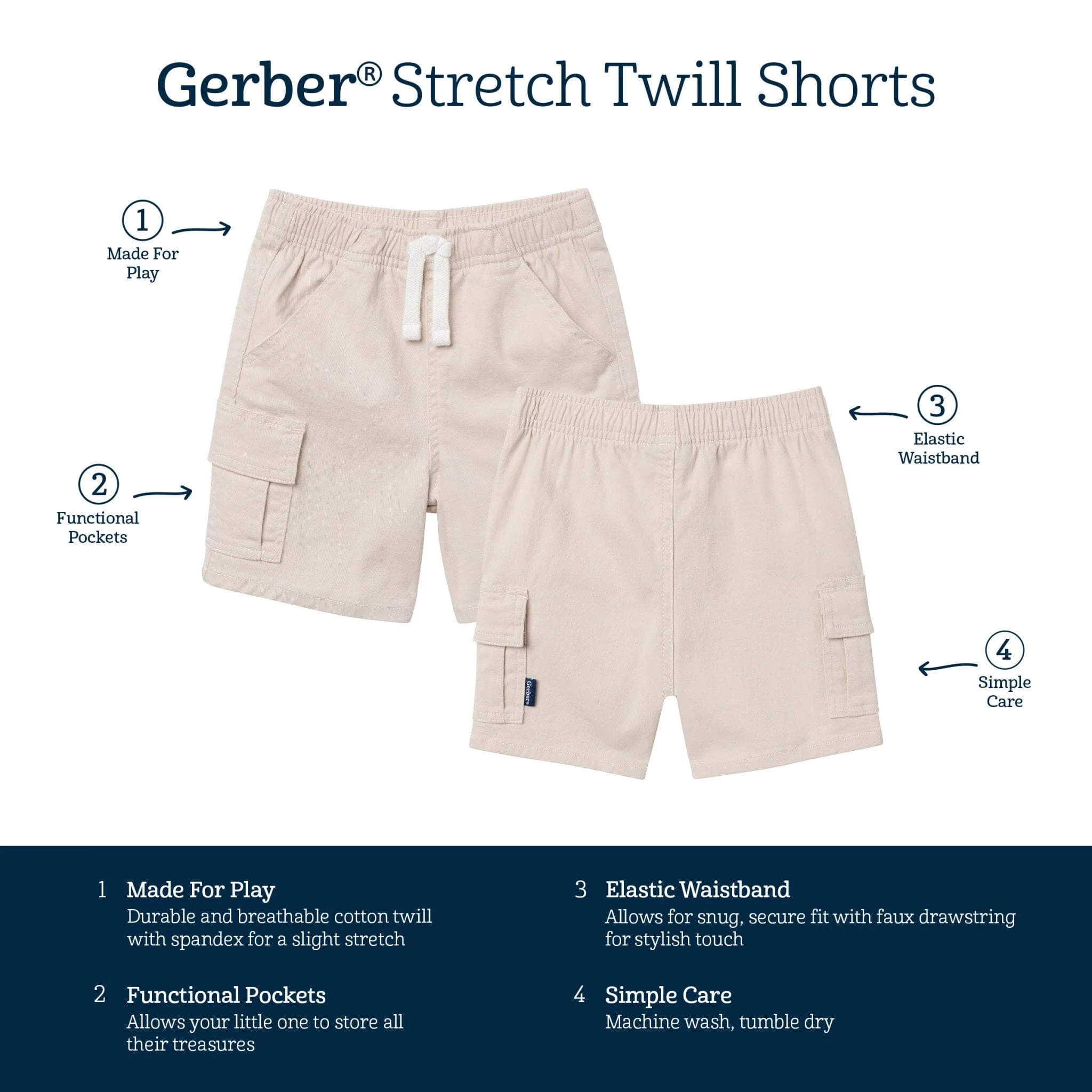 Baby & Toddler Boys Tan Twill Cargo Shorts - Image 7