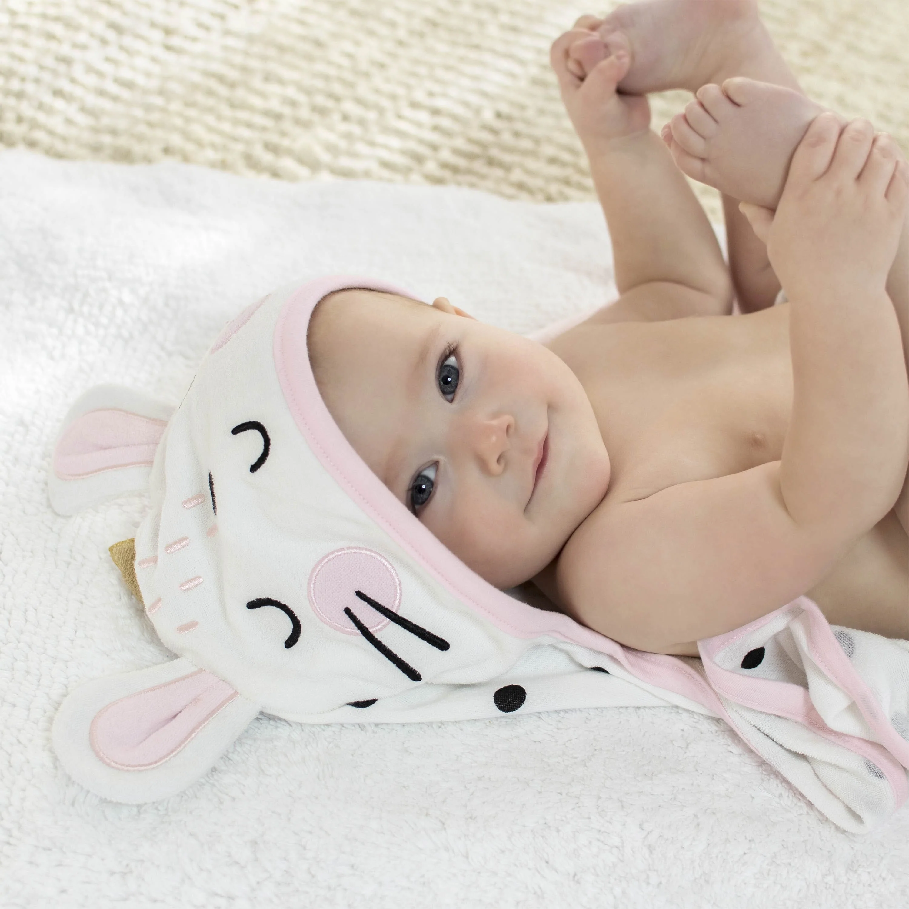 Baby Girls Bunny Ballerina Hooded Bath Wrap - Image 2