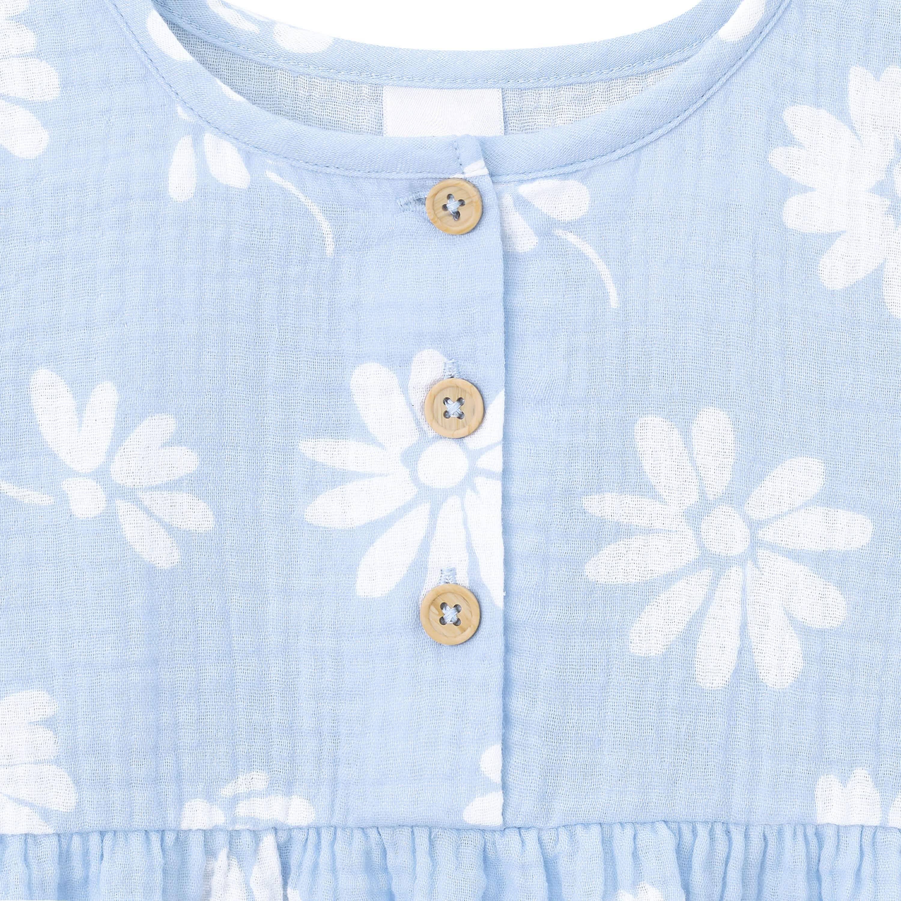 Infant & Toddler Girls Blue Floral Gauze Dress - Image 4