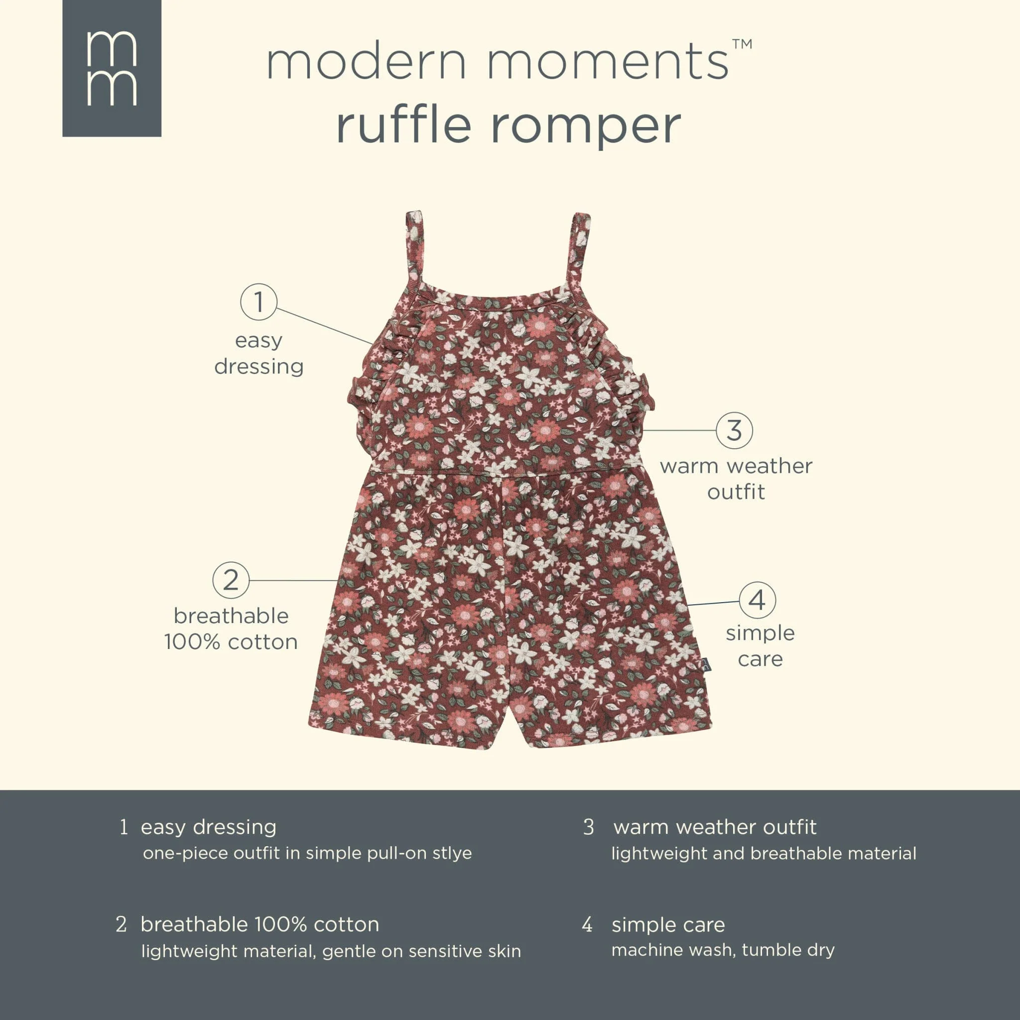 Infant & Toddler Girls Brown Star Floral Ruffle Romper - Image 8