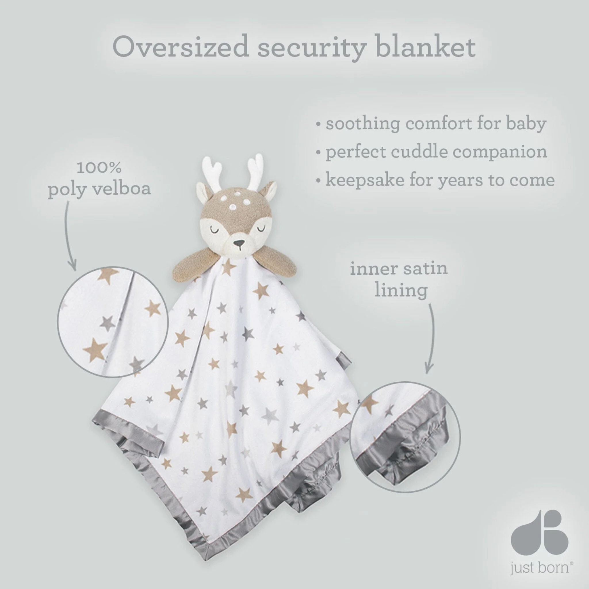 Embroidered Baby Girls Deer Oversized Security Blanket - Image 6