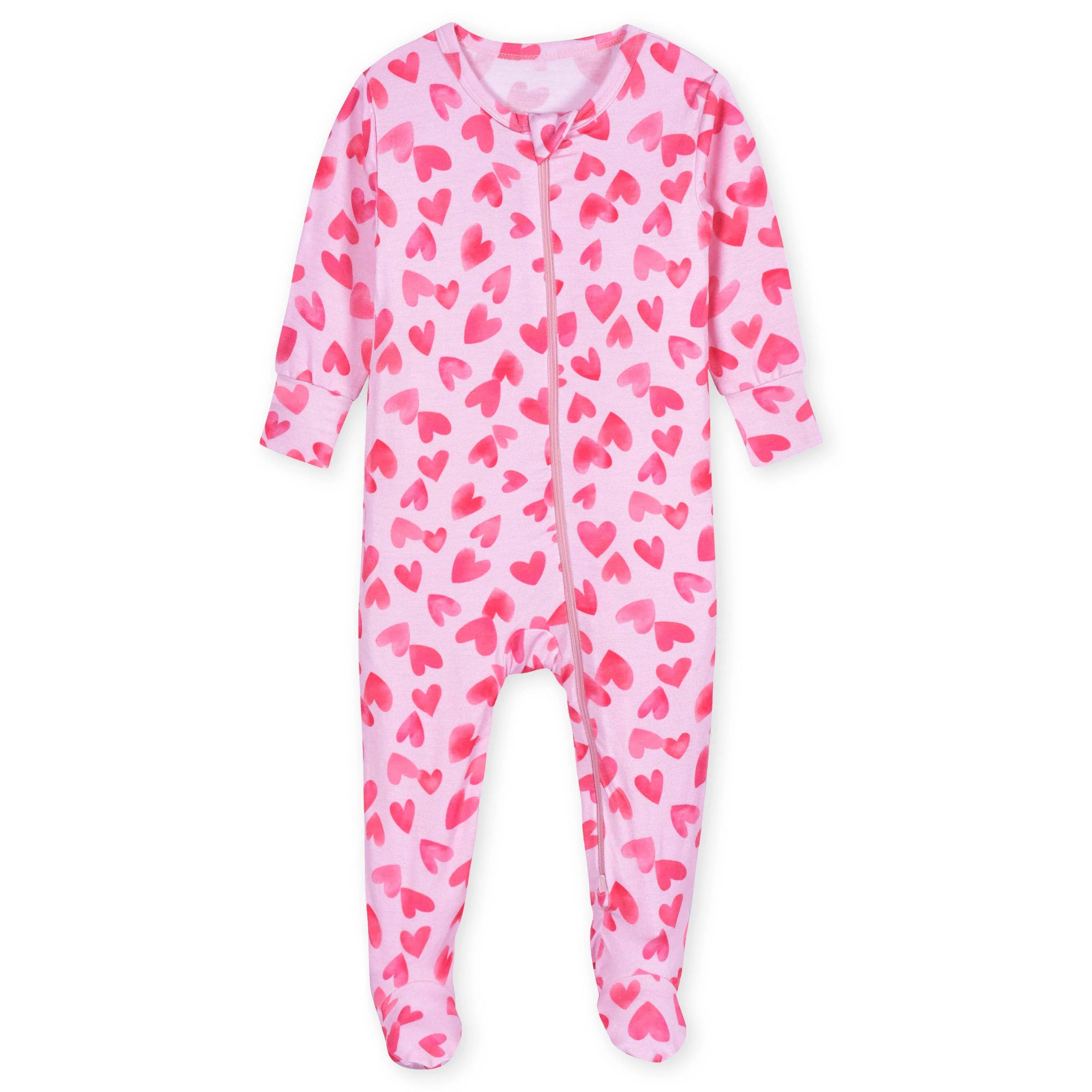 Baby & Toddler Girls Heartfelt Buttery Soft Viscose Made from Eucalyptus Snug Fit Footed Pajamas - Image 2