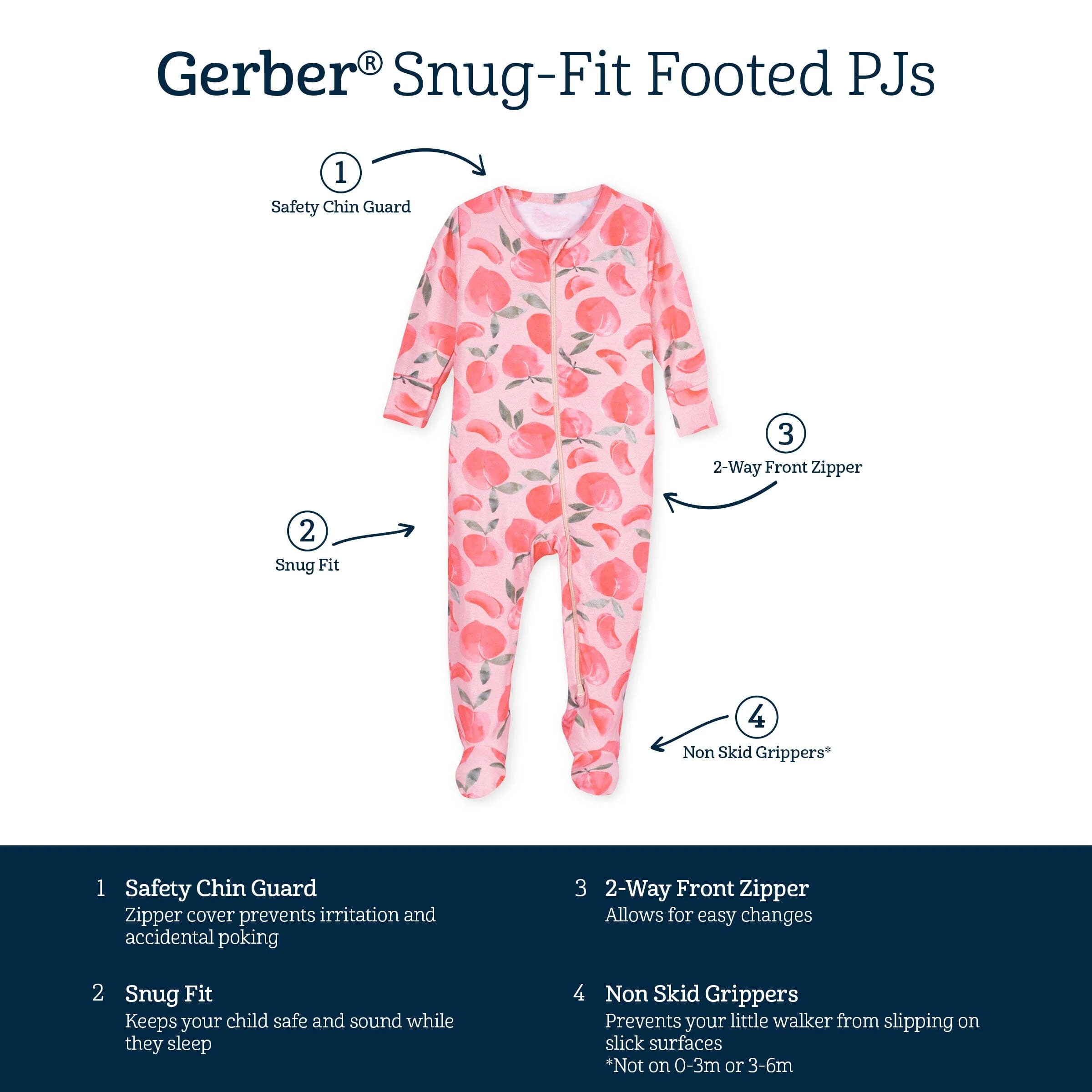 Baby & Toddler Girls Just Peachy Buttery Soft Viscose Made from Eucalyptus Snug Fit Footed Pajamas - Image 9