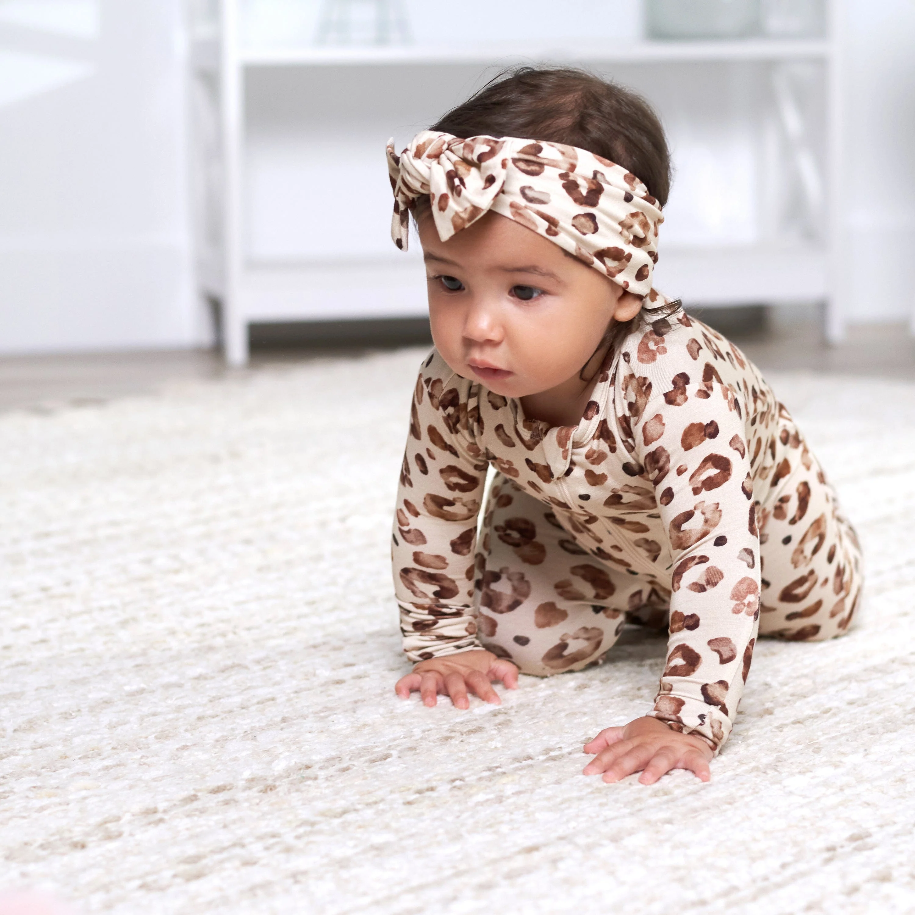 Baby & Toddler Spotted Leopard Buttery Soft Viscose Made from Eucalyptus Snug Fit Footed Pajamas - Image 4