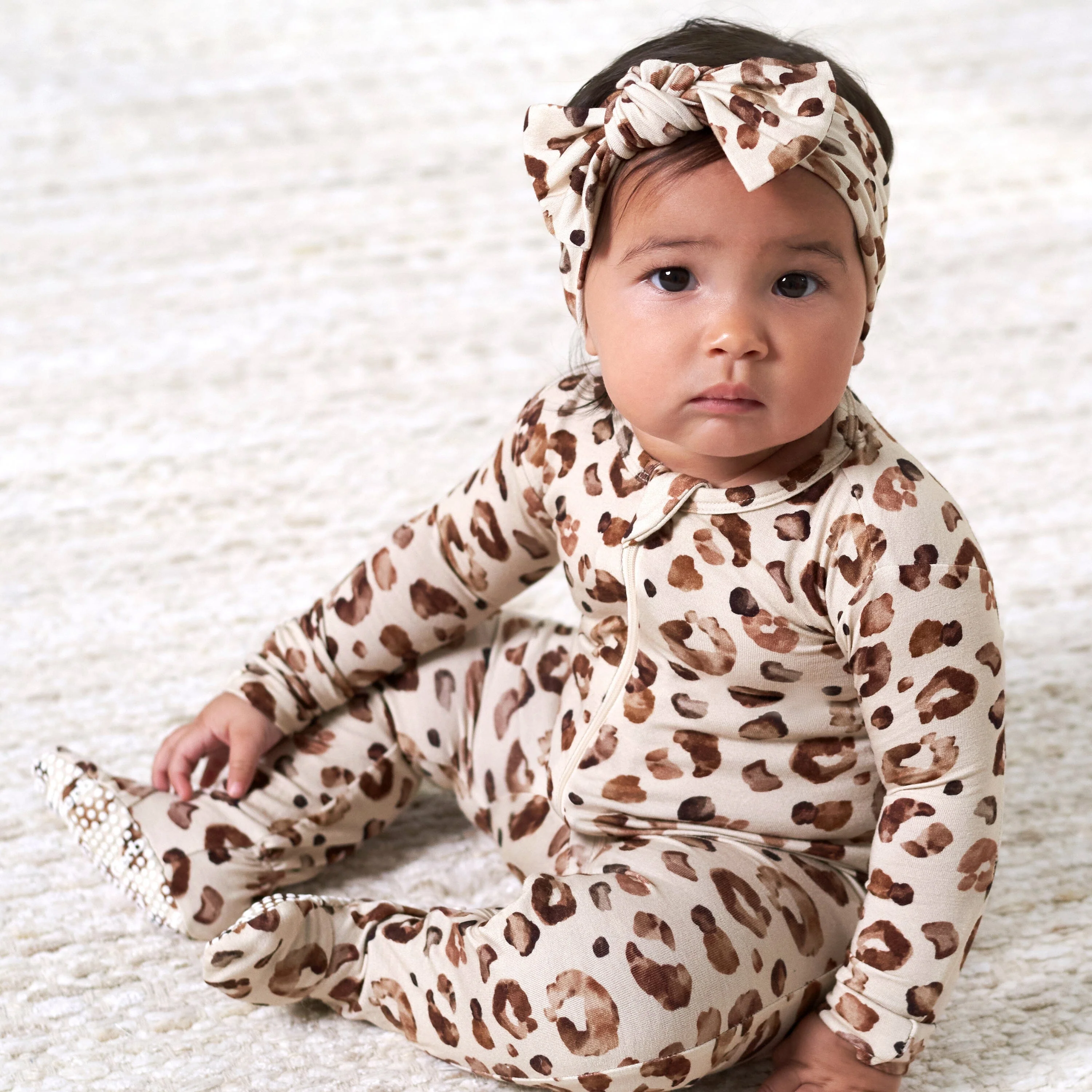 Baby & Toddler Spotted Leopard Buttery Soft Viscose Made from Eucalyptus Snug Fit Footed Pajamas - Image 5