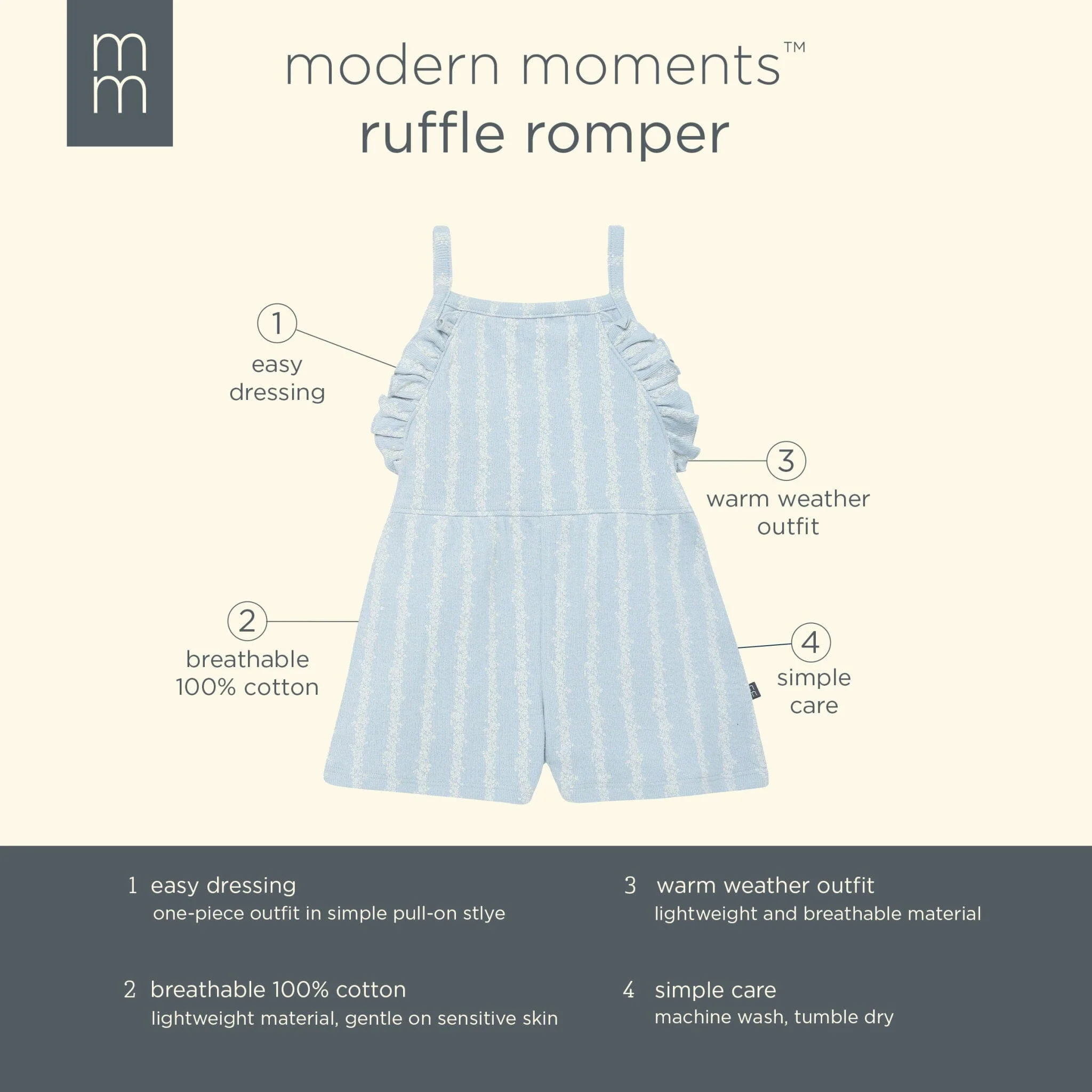 Infant & Toddler Girls Light Blue Mini Flower Stripe Ruffle Romper - Image 7