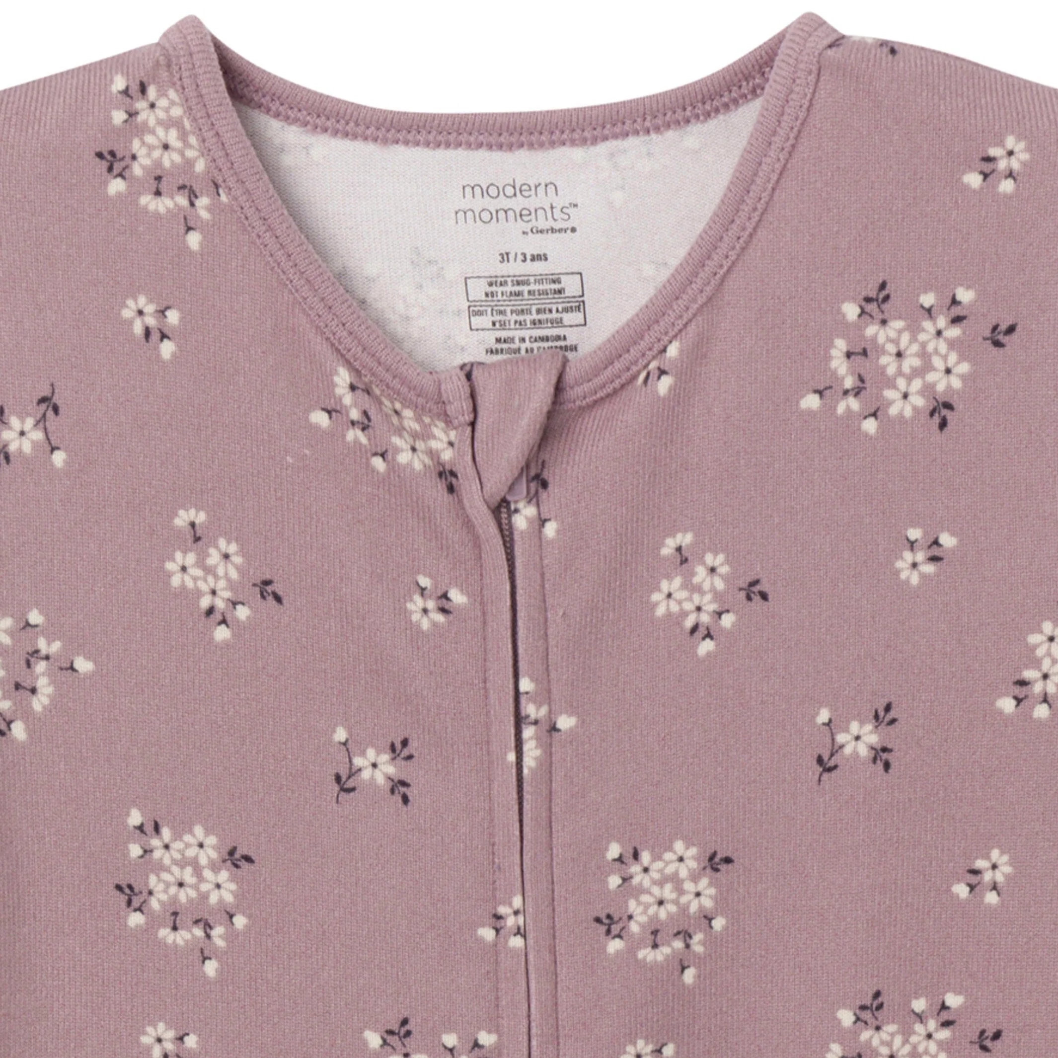 Baby Girls Medium Lilac Posies Hacci Footless Pajamas - Image 3