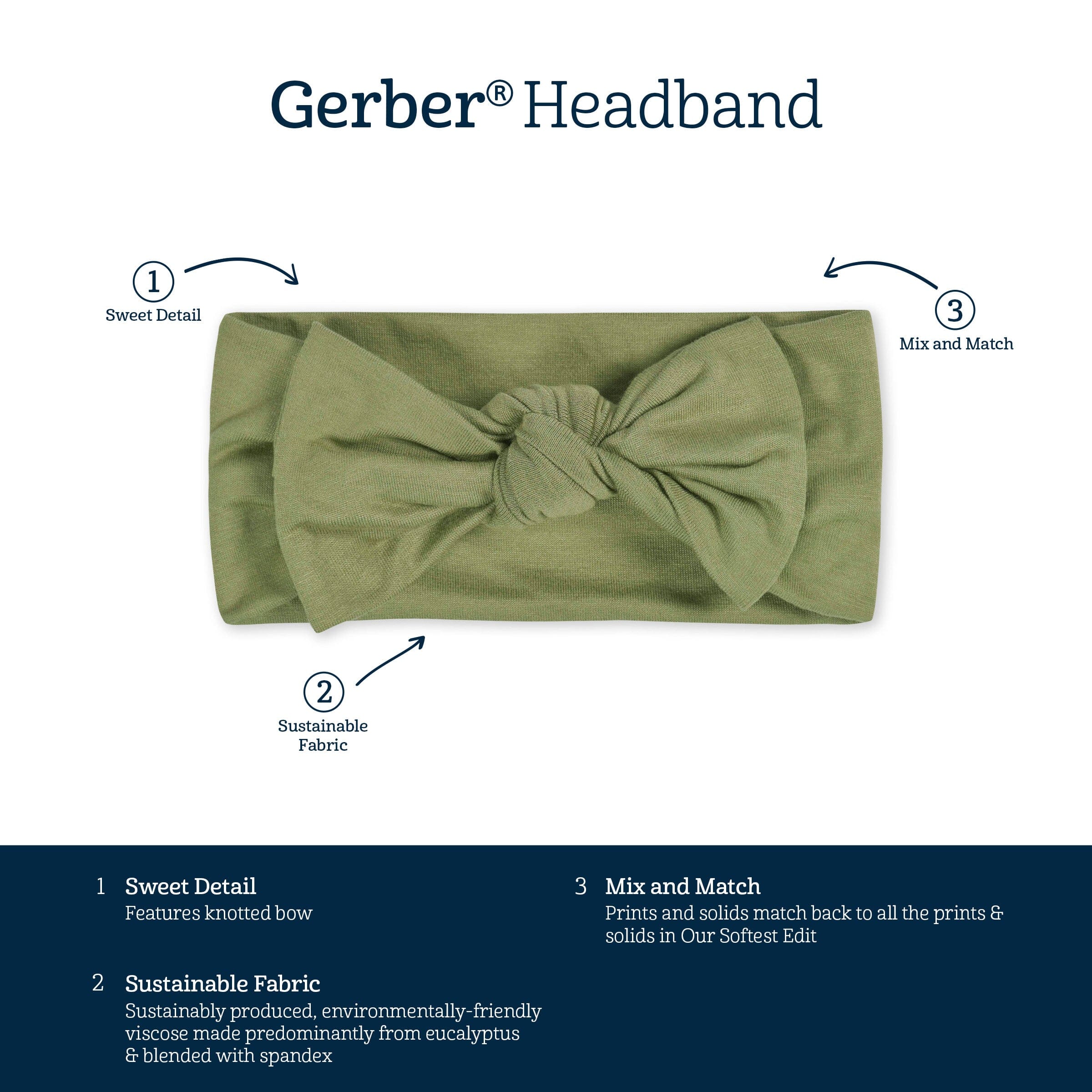 Girls Moss Buttery Soft Viscose Made from Eucalyptus Headband - Image 3