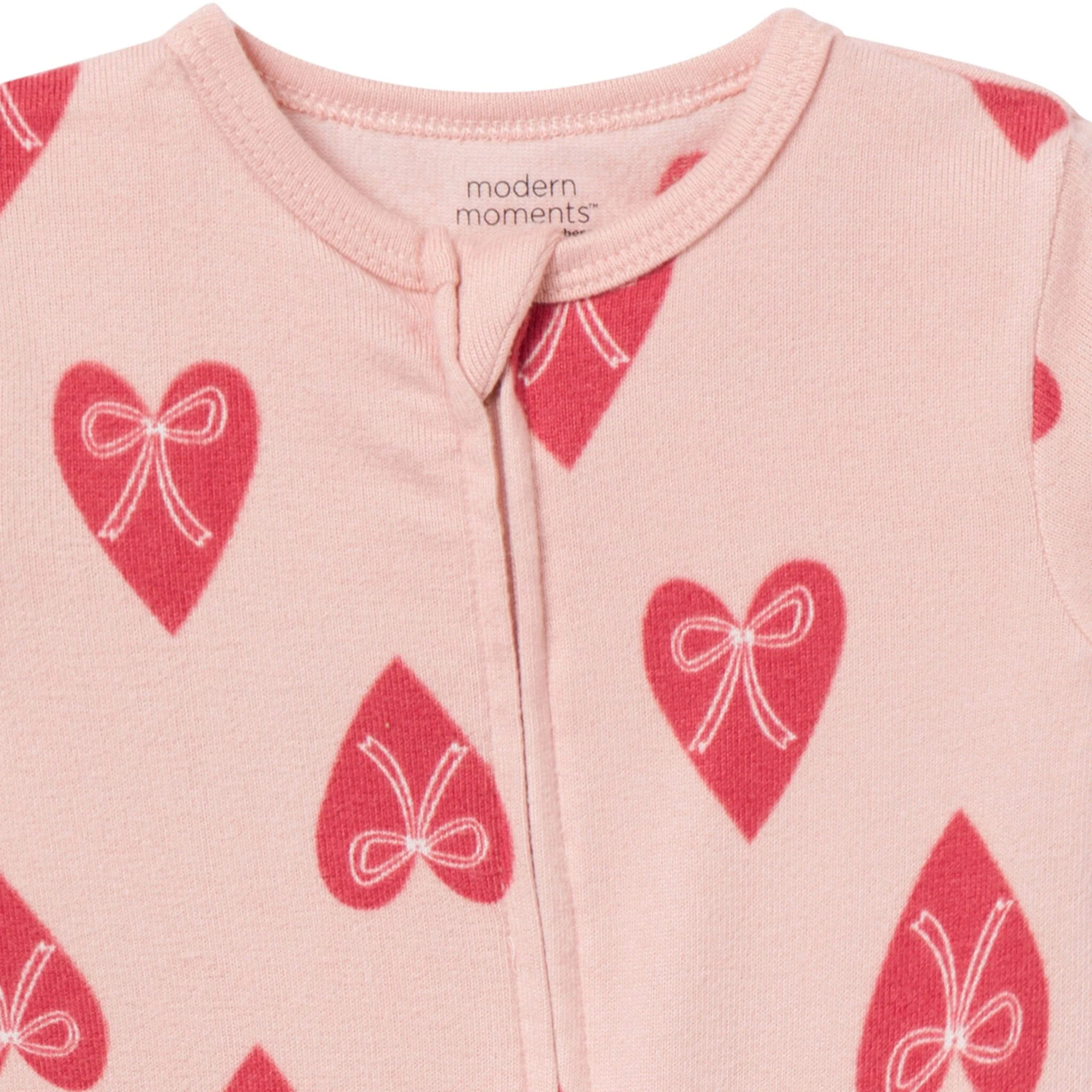 Baby & Toddler Girls Pink Hearts Snug Fitting Footless Hacci Pajamas - Image 4