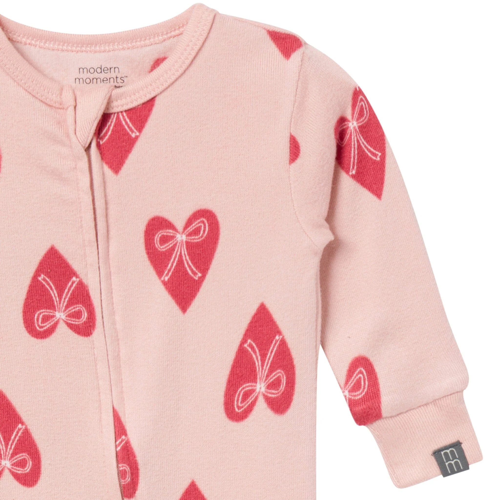 Baby & Toddler Girls Pink Hearts Snug Fitting Footless Hacci Pajamas - Image 5