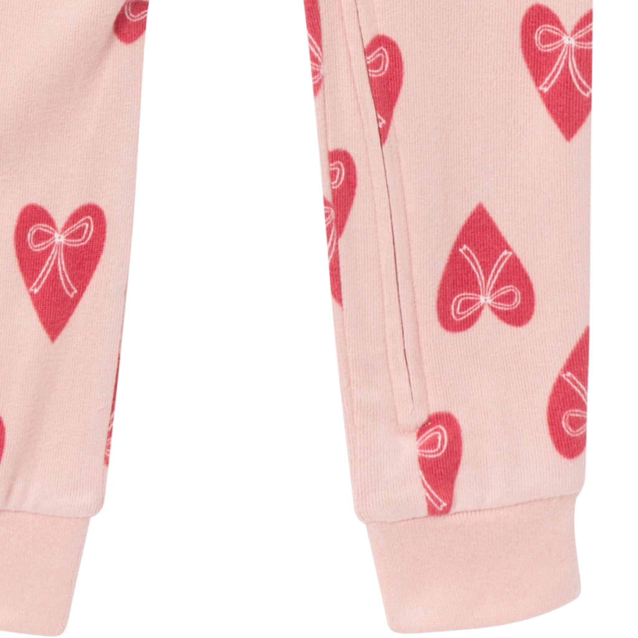 Baby & Toddler Girls Pink Hearts Snug Fitting Footless Hacci Pajamas - Image 6