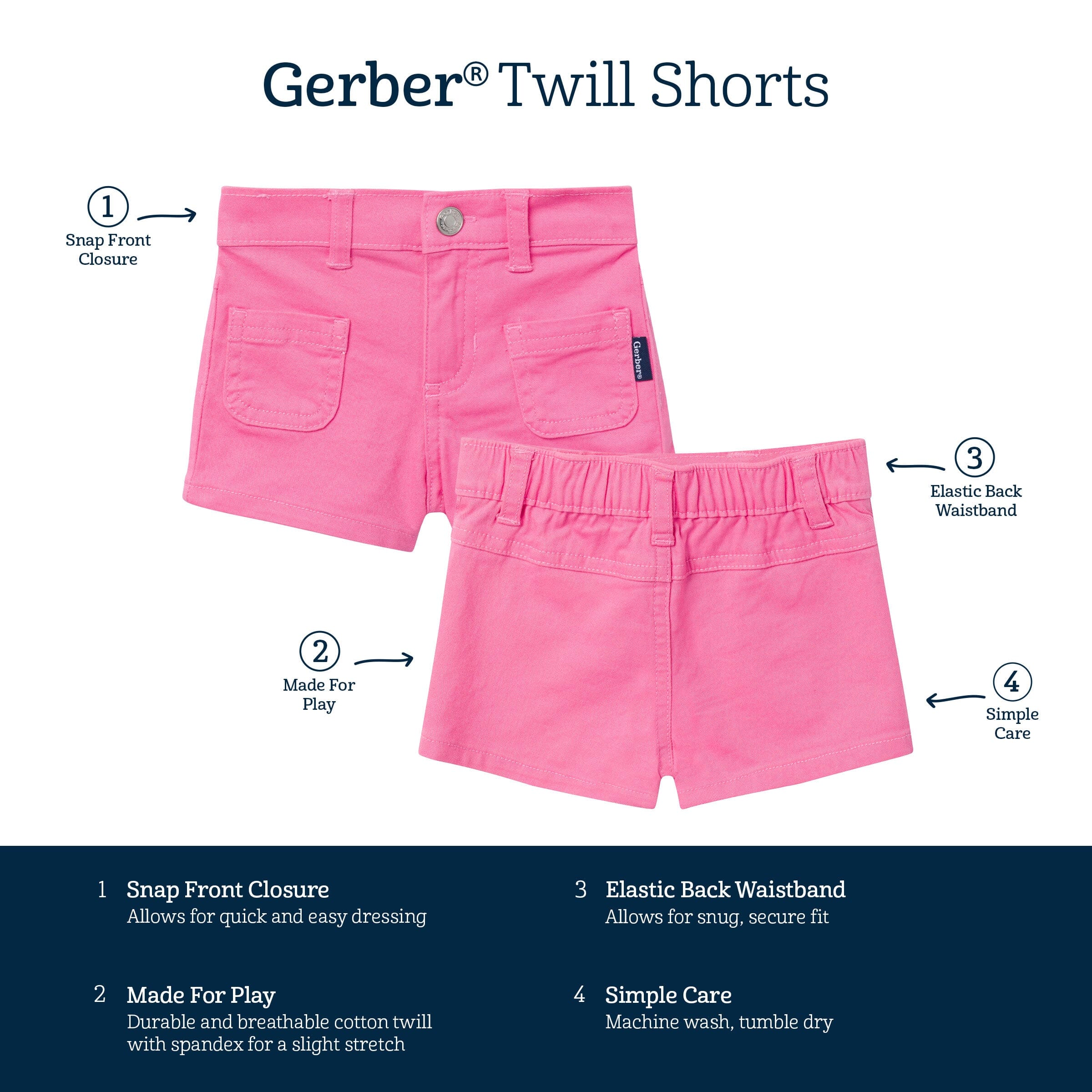 Baby & Toddler Girls Pink Twill Shorts - Image 8