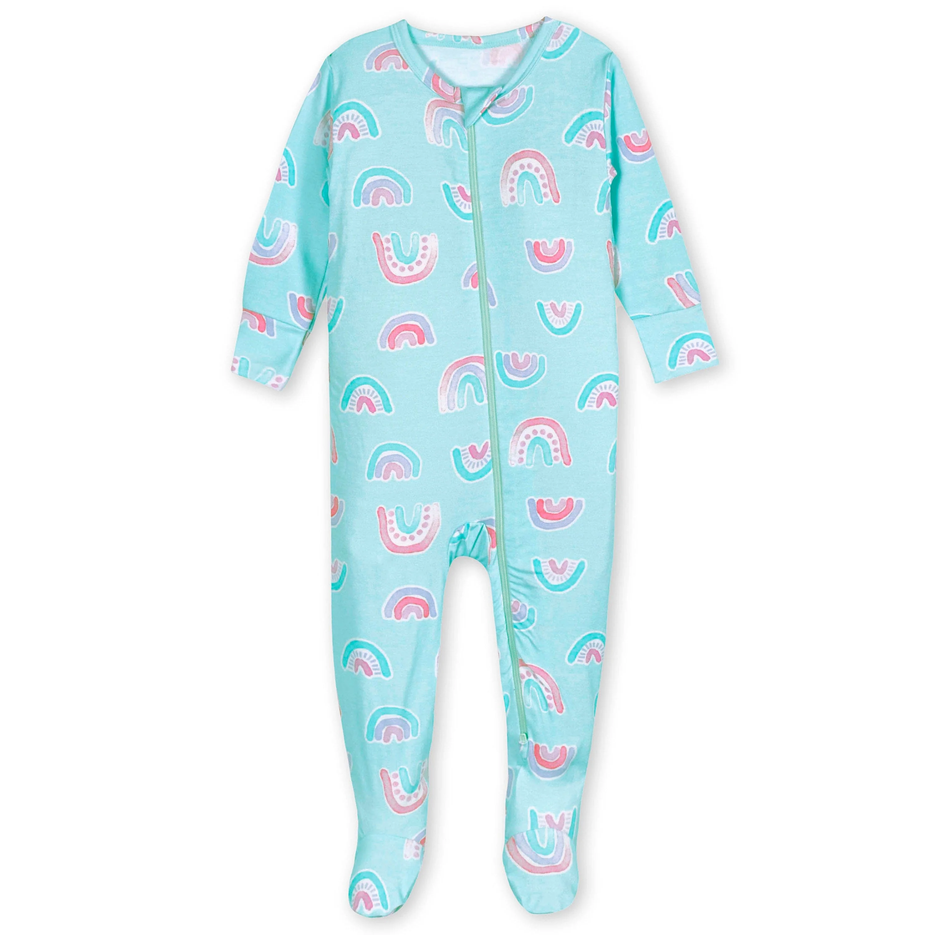 Baby & Toddler Rainbow Sky Buttery Soft Viscose Made from Eucalyptus Snug Fit Footed Pajamas - Image 2