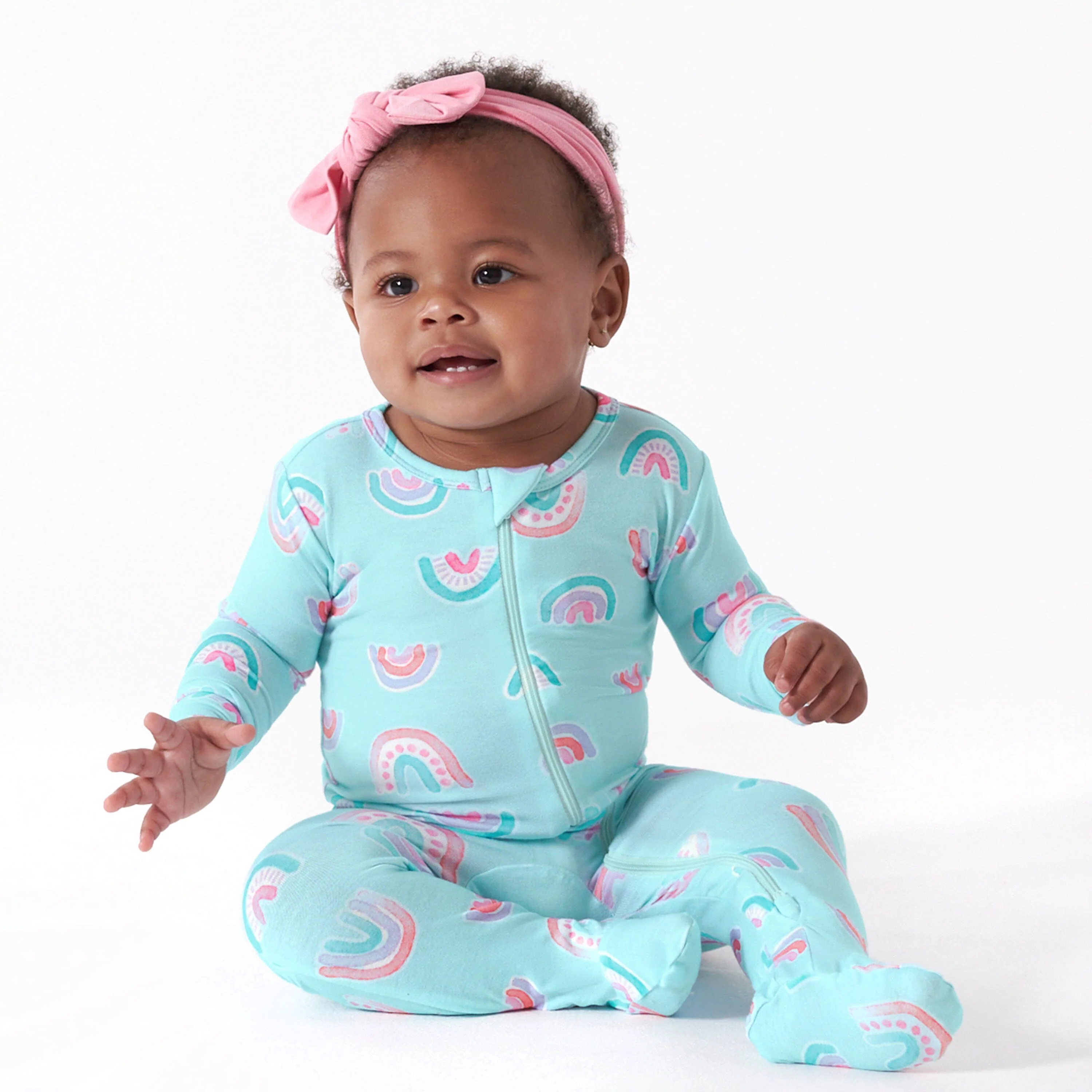 Baby & Toddler Rainbow Sky Buttery Soft Viscose Made from Eucalyptus Snug Fit Footed Pajamas - Image 3