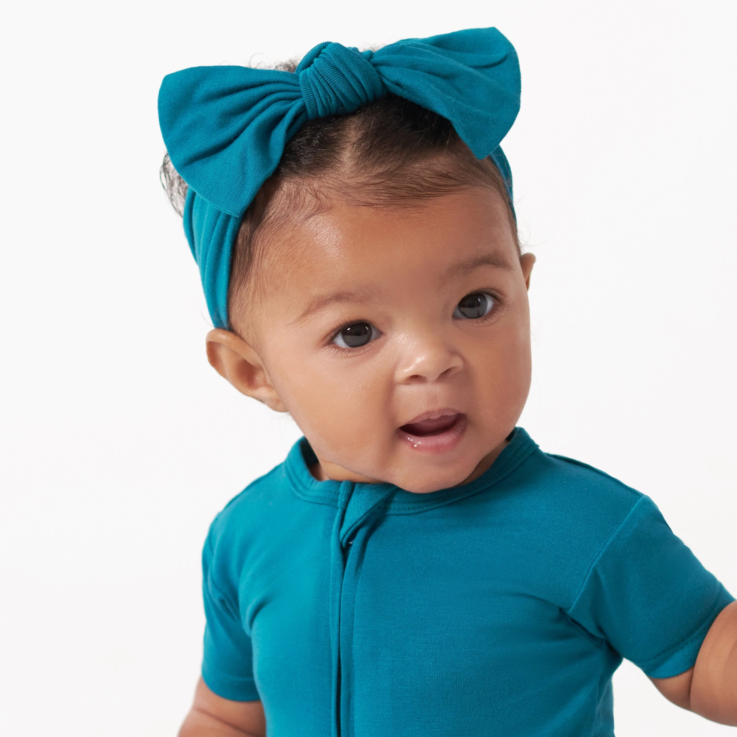 Girls Ocean Teal Buttery Soft Viscose Made from Eucalyptus Headband - Image 2