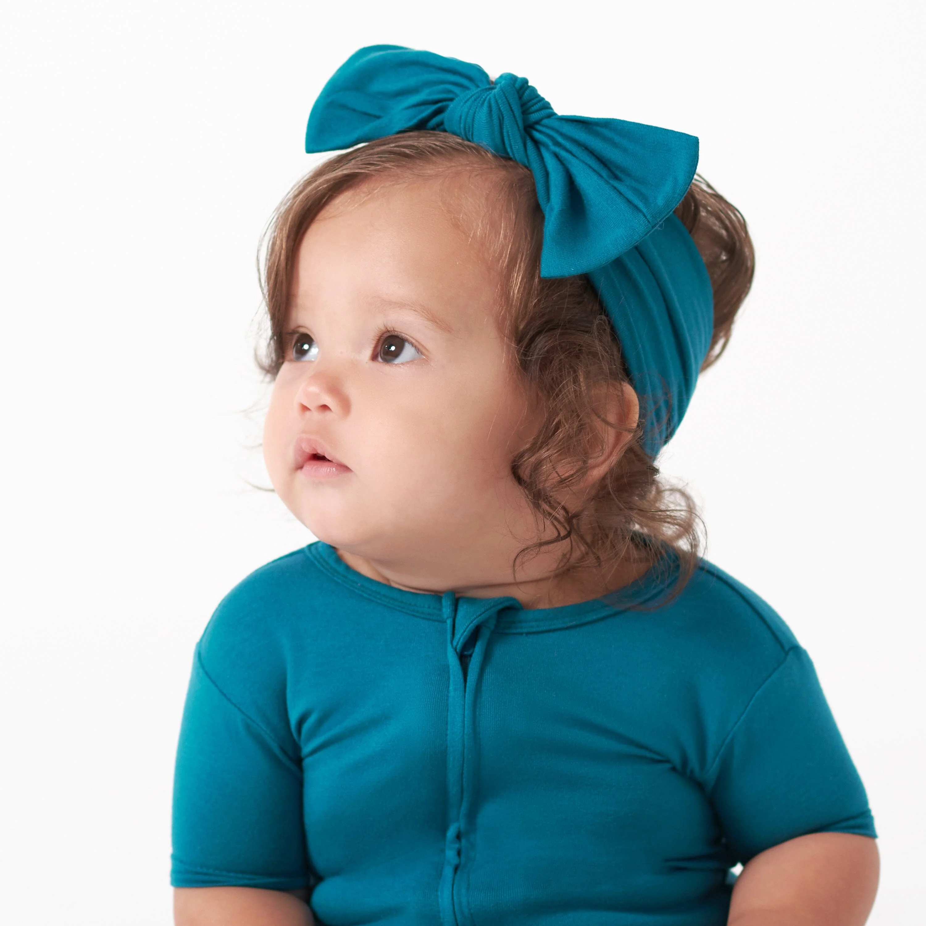 Girls Ocean Teal Buttery Soft Viscose Made from Eucalyptus Headband - Image 4
