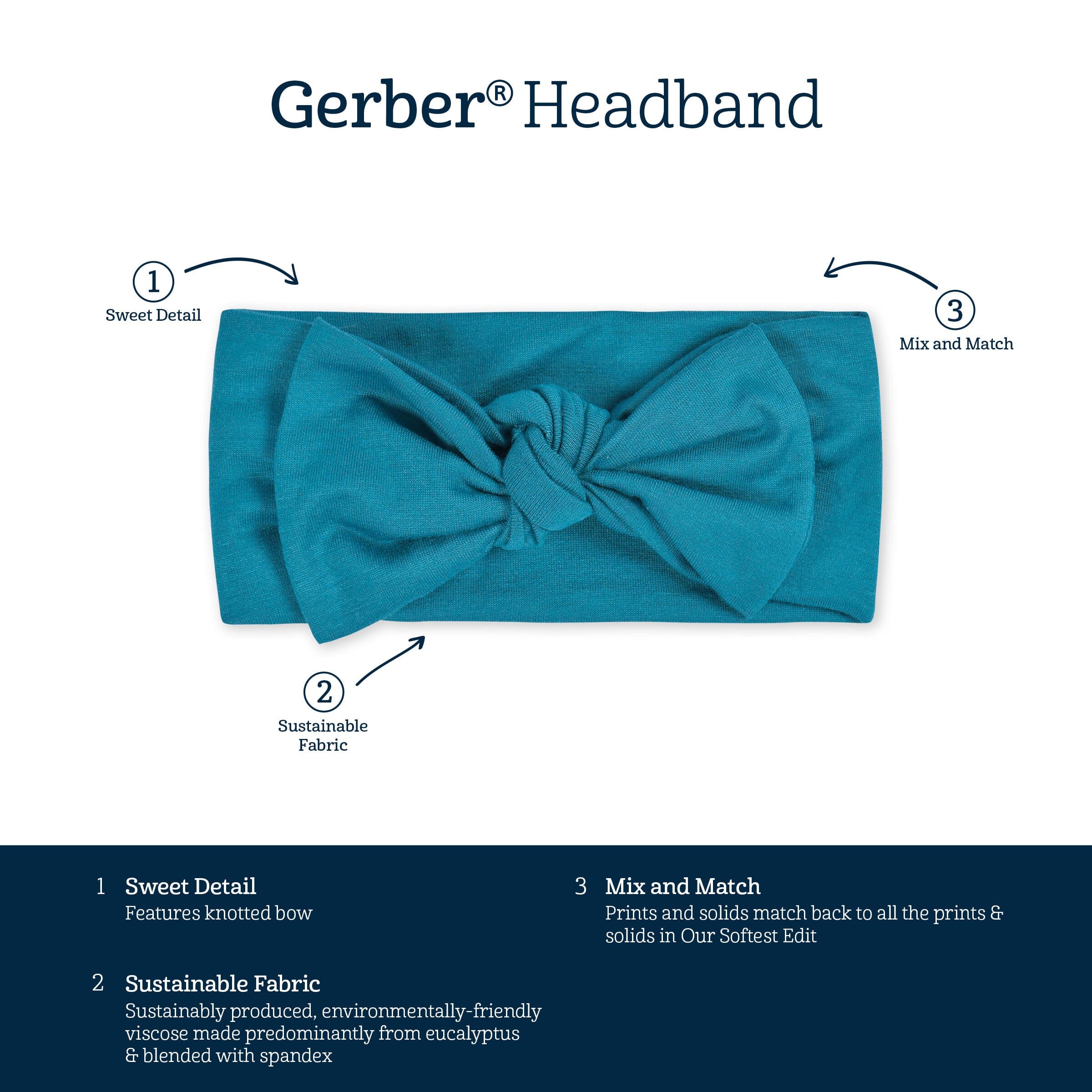 Girls Ocean Teal Buttery Soft Viscose Made from Eucalyptus Headband - Image 5
