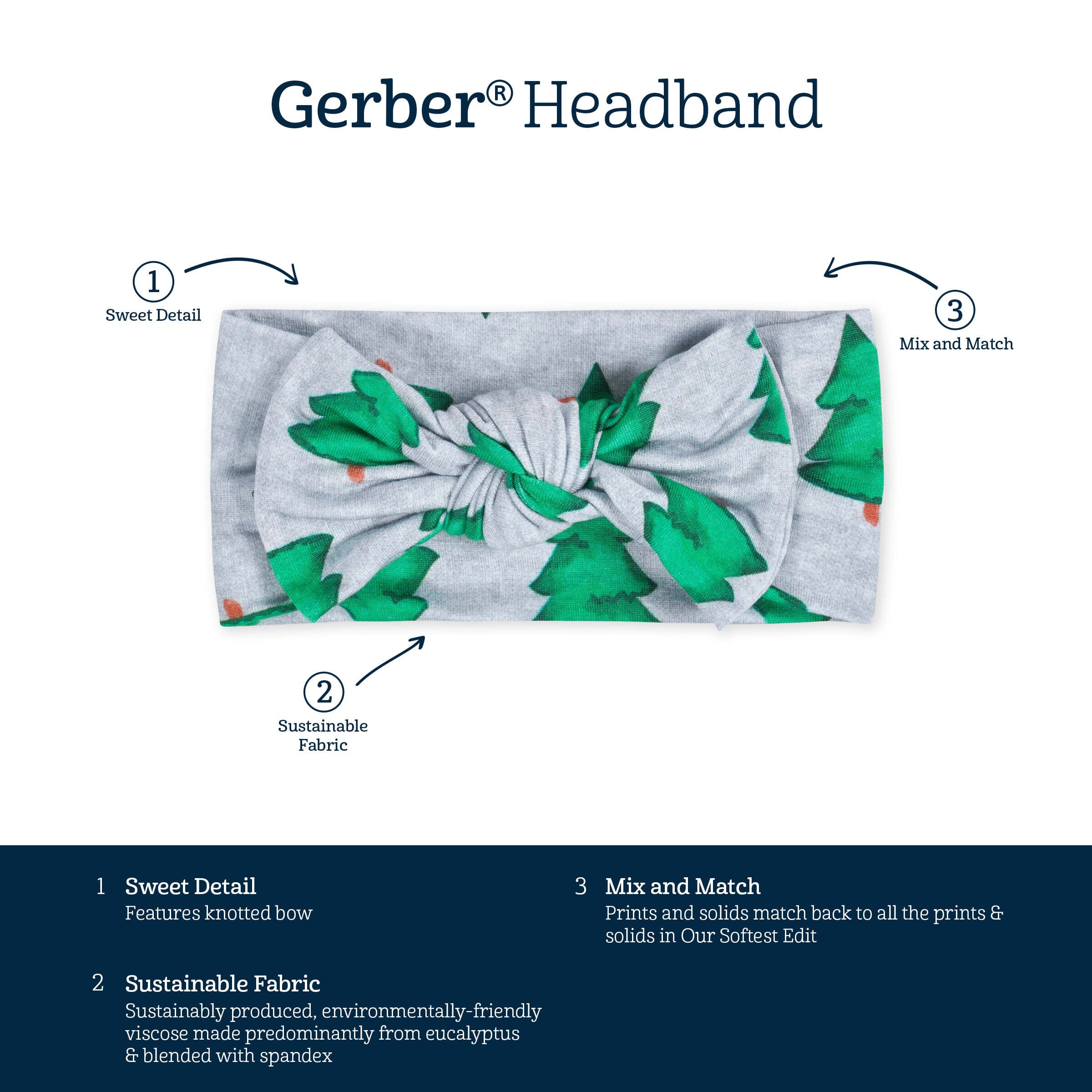 Girls Spruce Buttery Soft Viscose Made from Eucalyptus Holiday Headband - Image 4