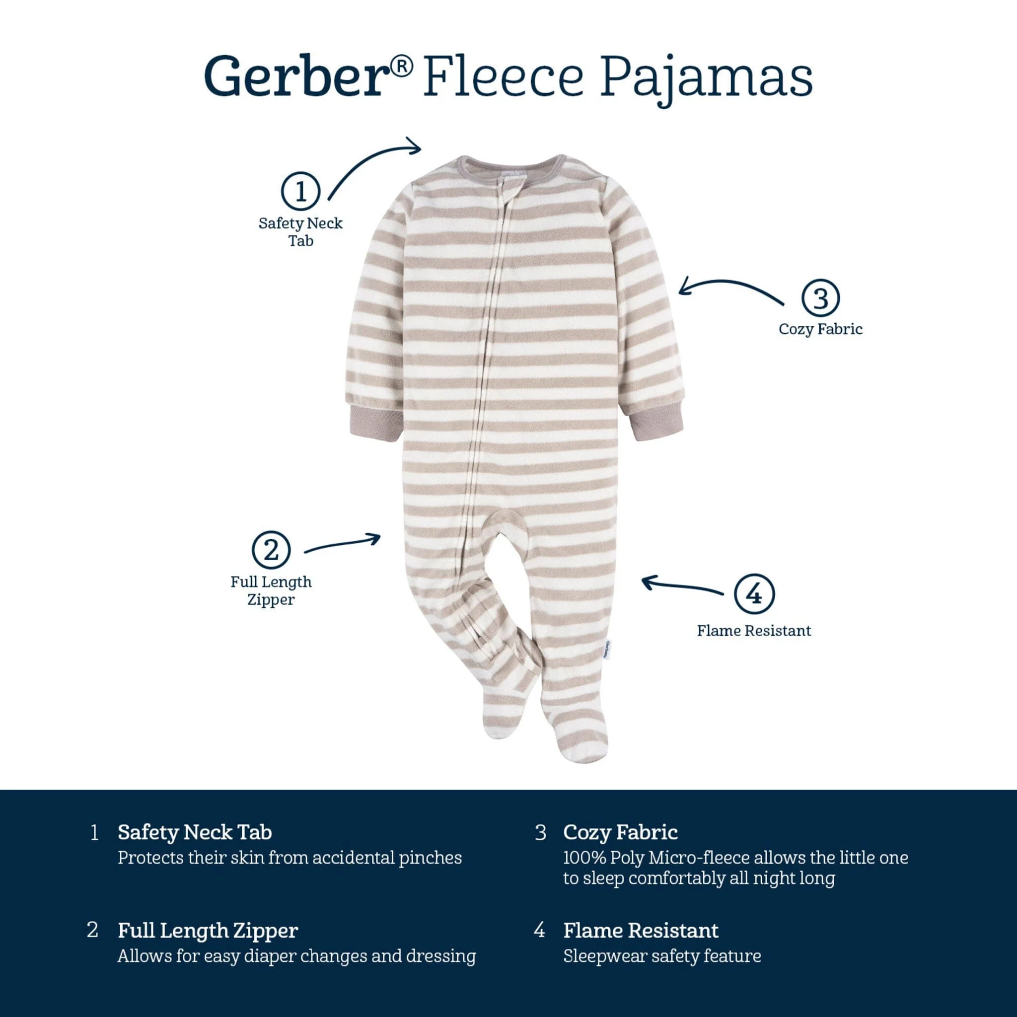 Baby & Toddler Neutral Safari Animals Footed Fleece Pajamas - Image 3
