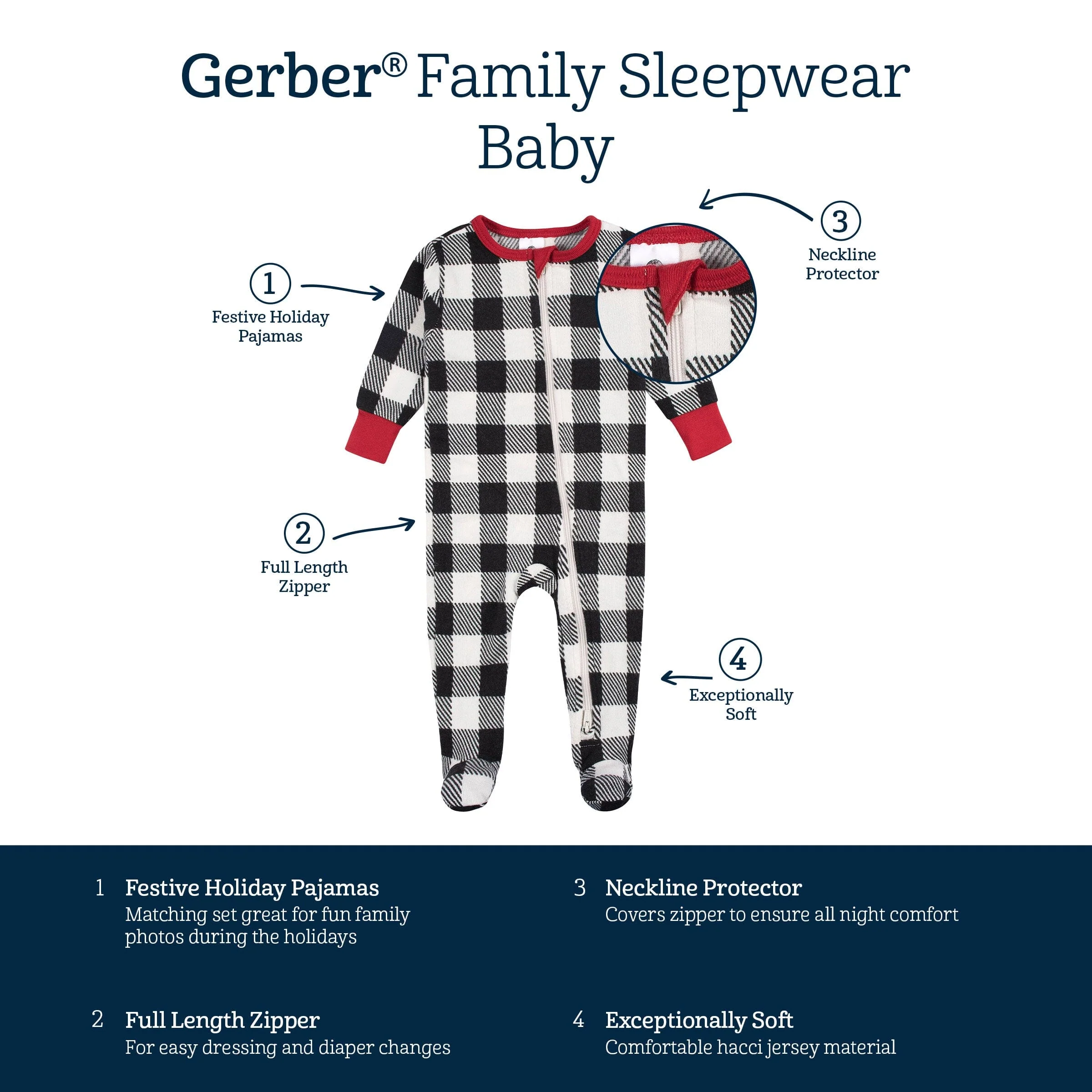 Baby & Toddler Neutral Buffalo Plaid Hacci Snug Fit Footed Pajamas - Image 11