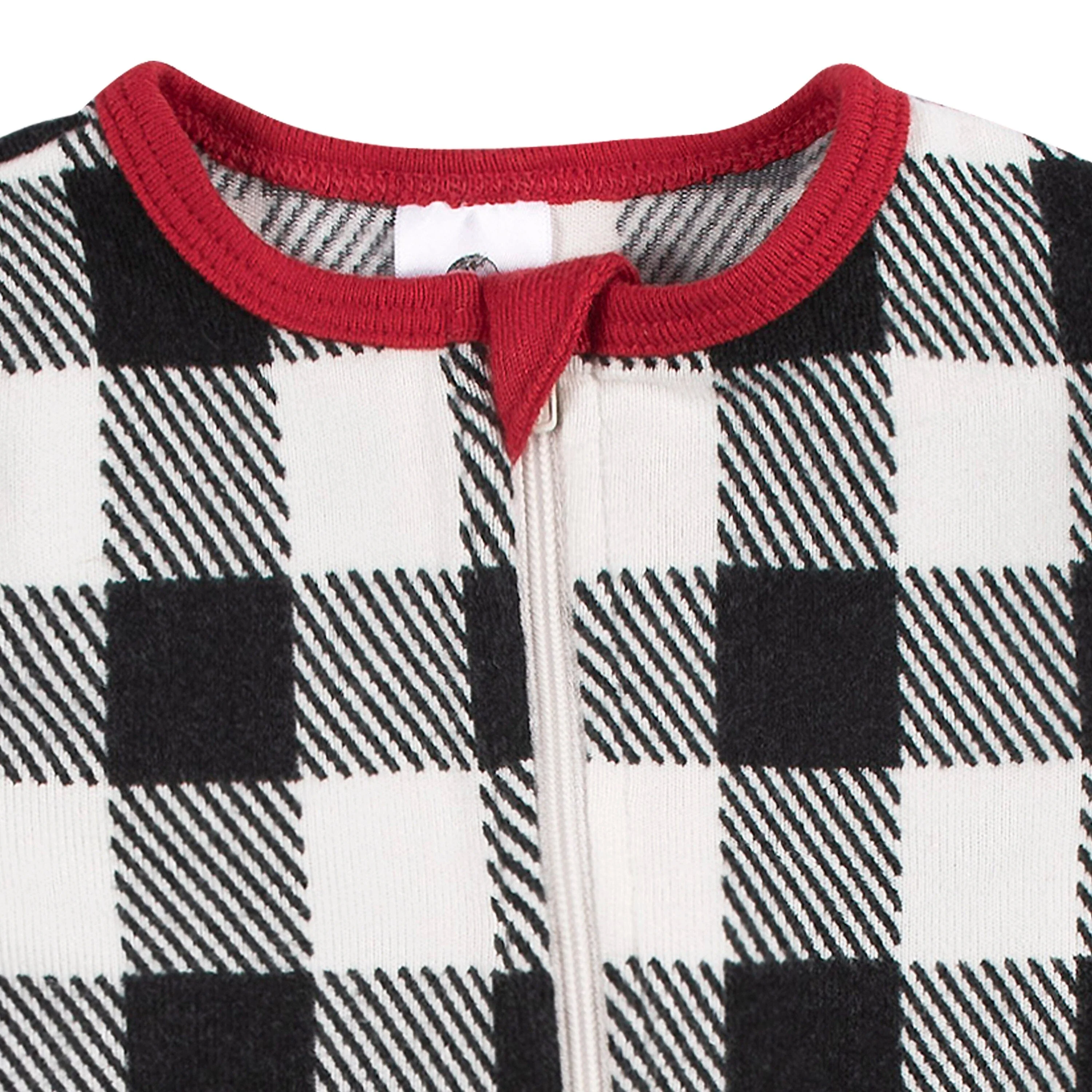 Baby & Toddler Neutral Buffalo Plaid Hacci Snug Fit Footed Pajamas - Image 7