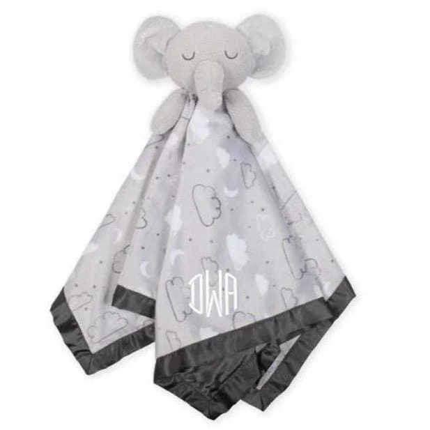 Embroidered Elephant Baby Neutral Security Blanket