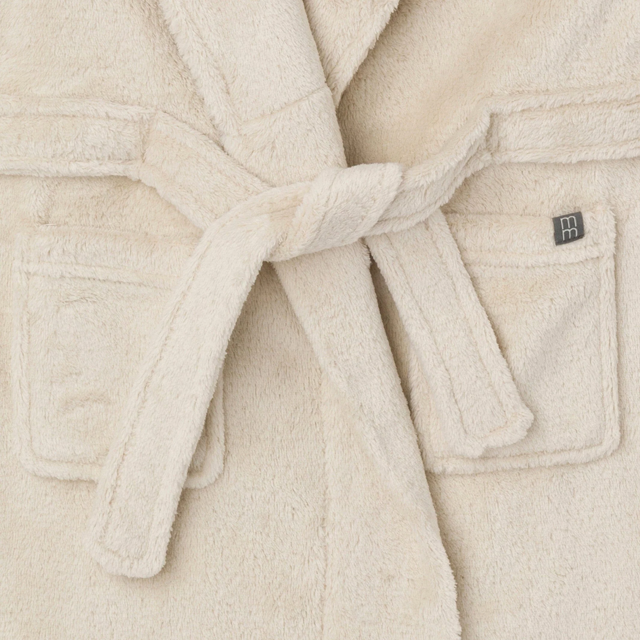 Embroidered Infant & Toddler Neutral Light Beige Shawl Collar Robe - Image 4