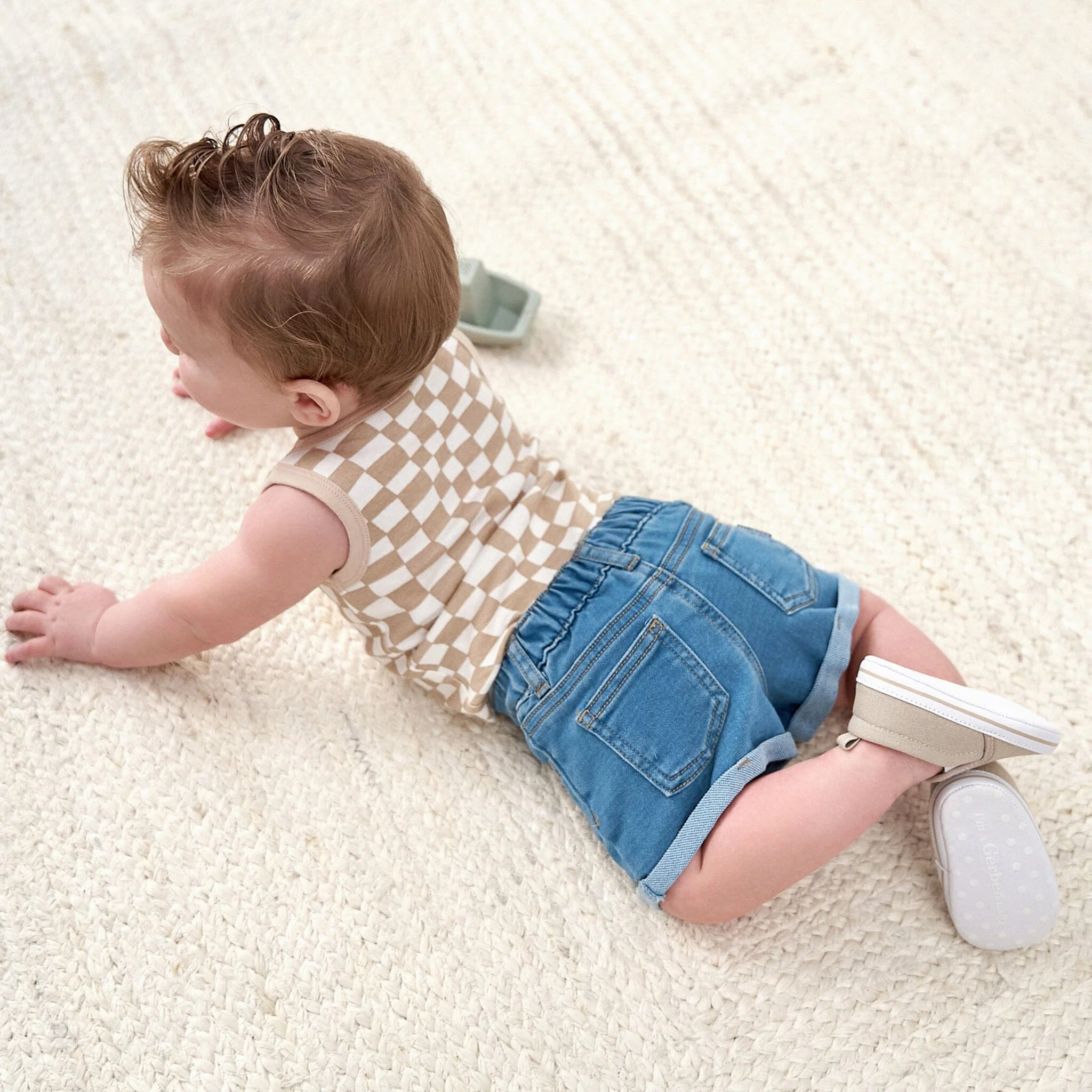 Baby & Toddler Neutral Light Wash Cuffed Denim Shorts - Image 4