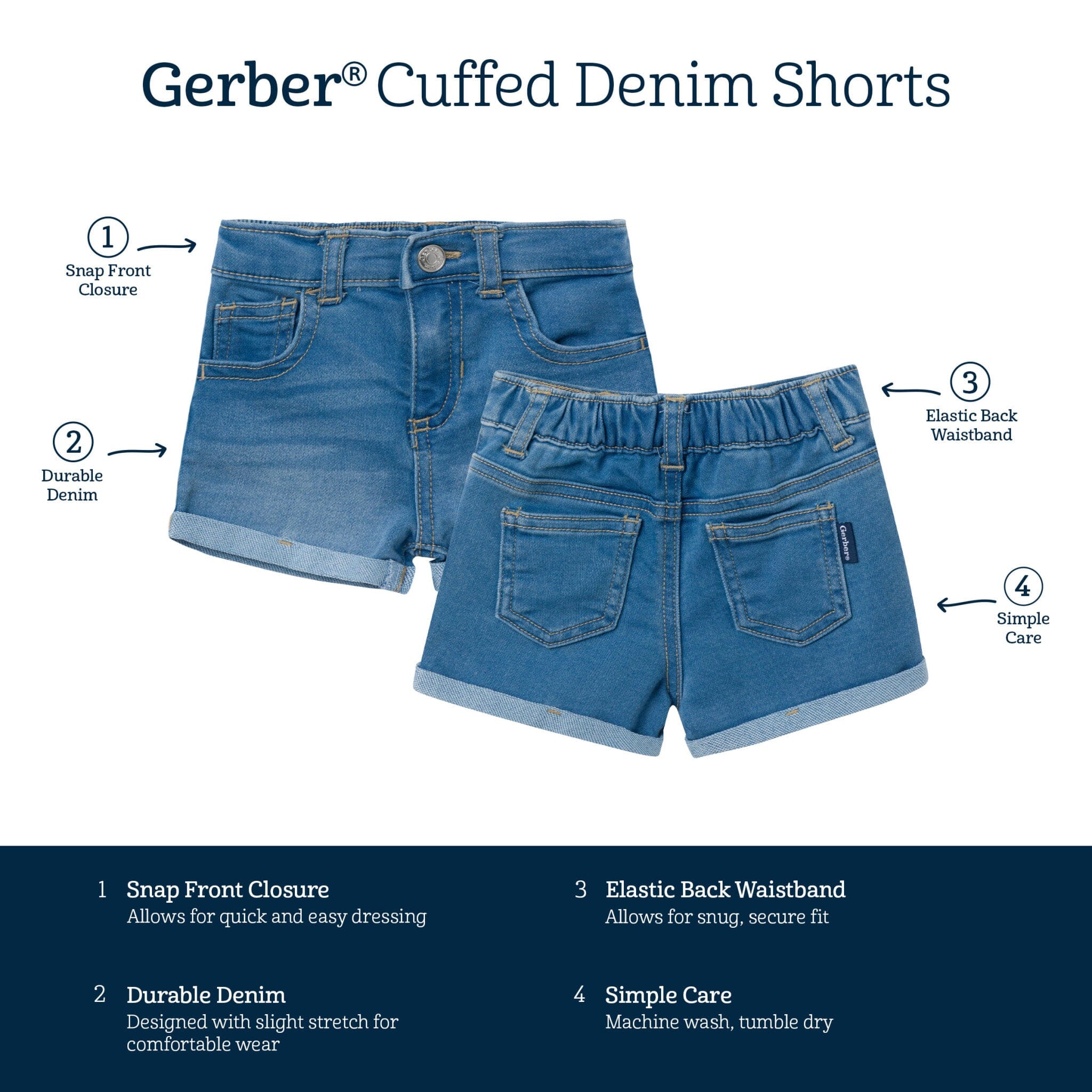 Baby & Toddler Neutral Light Wash Cuffed Denim Shorts - Image 9