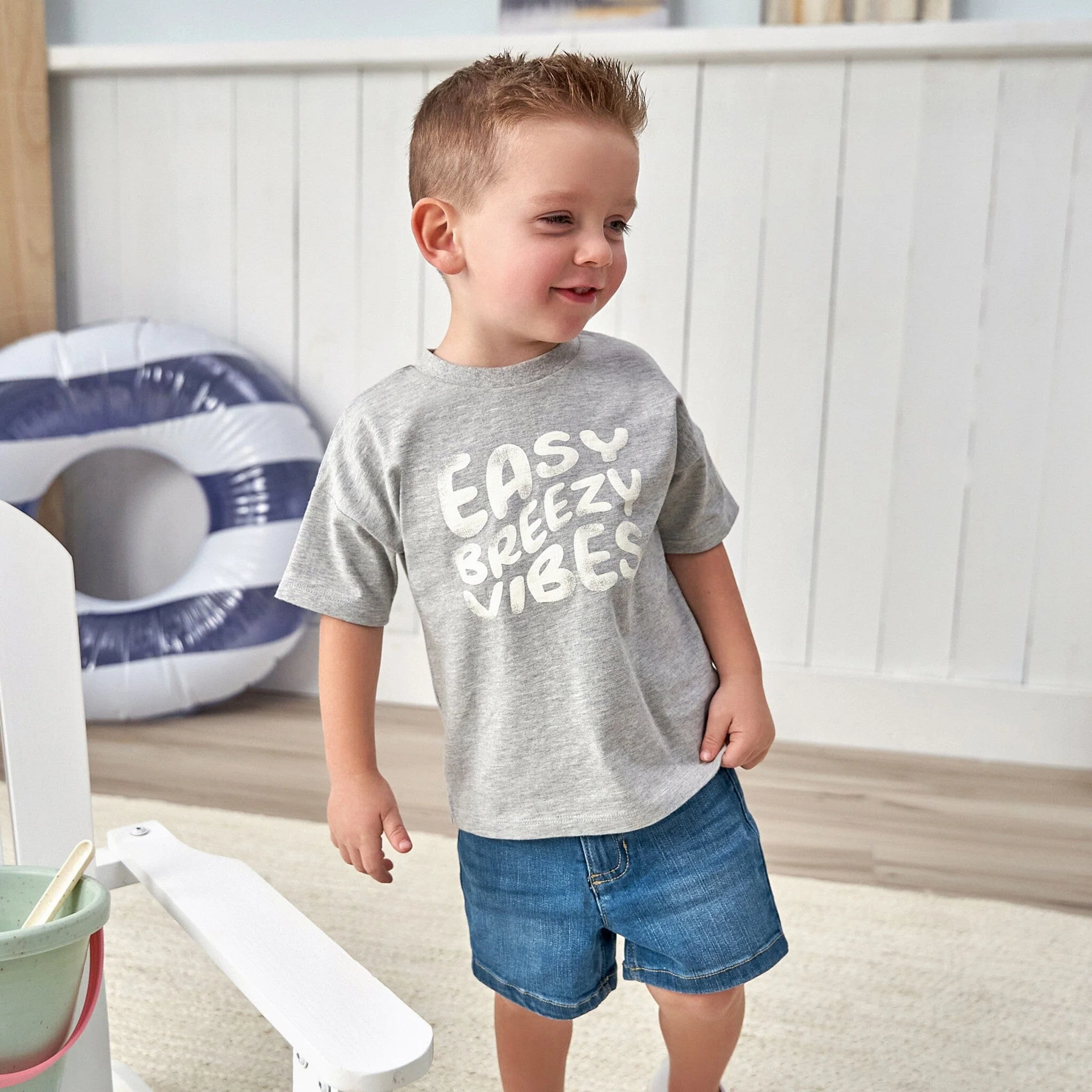 Baby & Toddler Neutral Light Wash Denim Shorts - Image 2