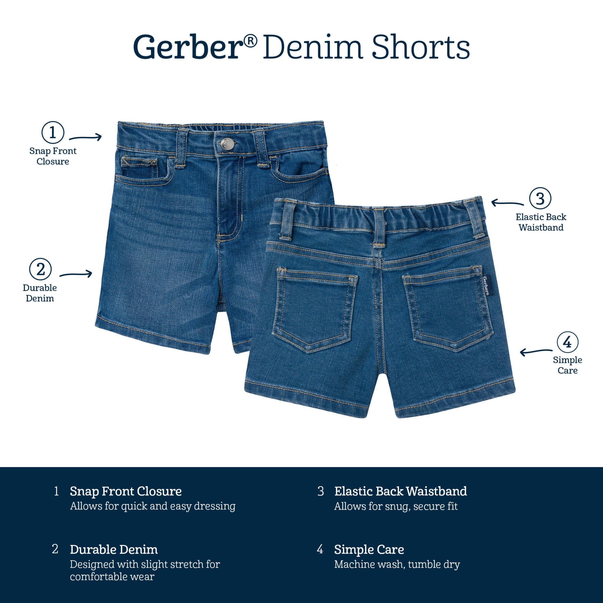 Baby & Toddler Neutral Light Wash Denim Shorts - Image 7