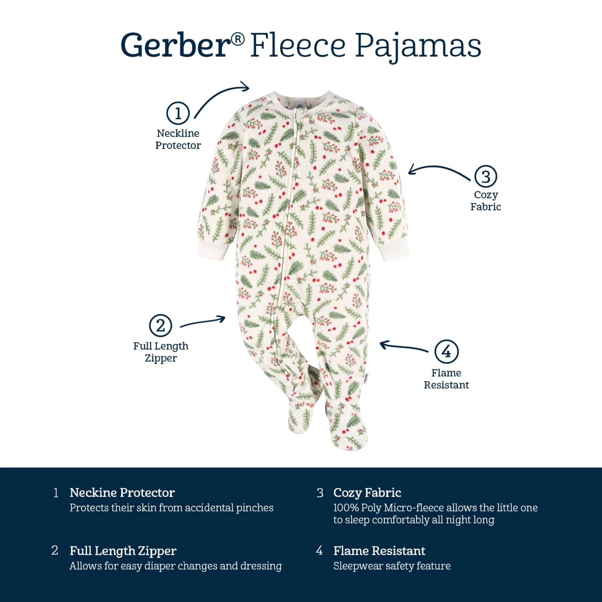 Baby & Toddler Neutral Mistletoe Footed Fleece Pajamas - Image 8