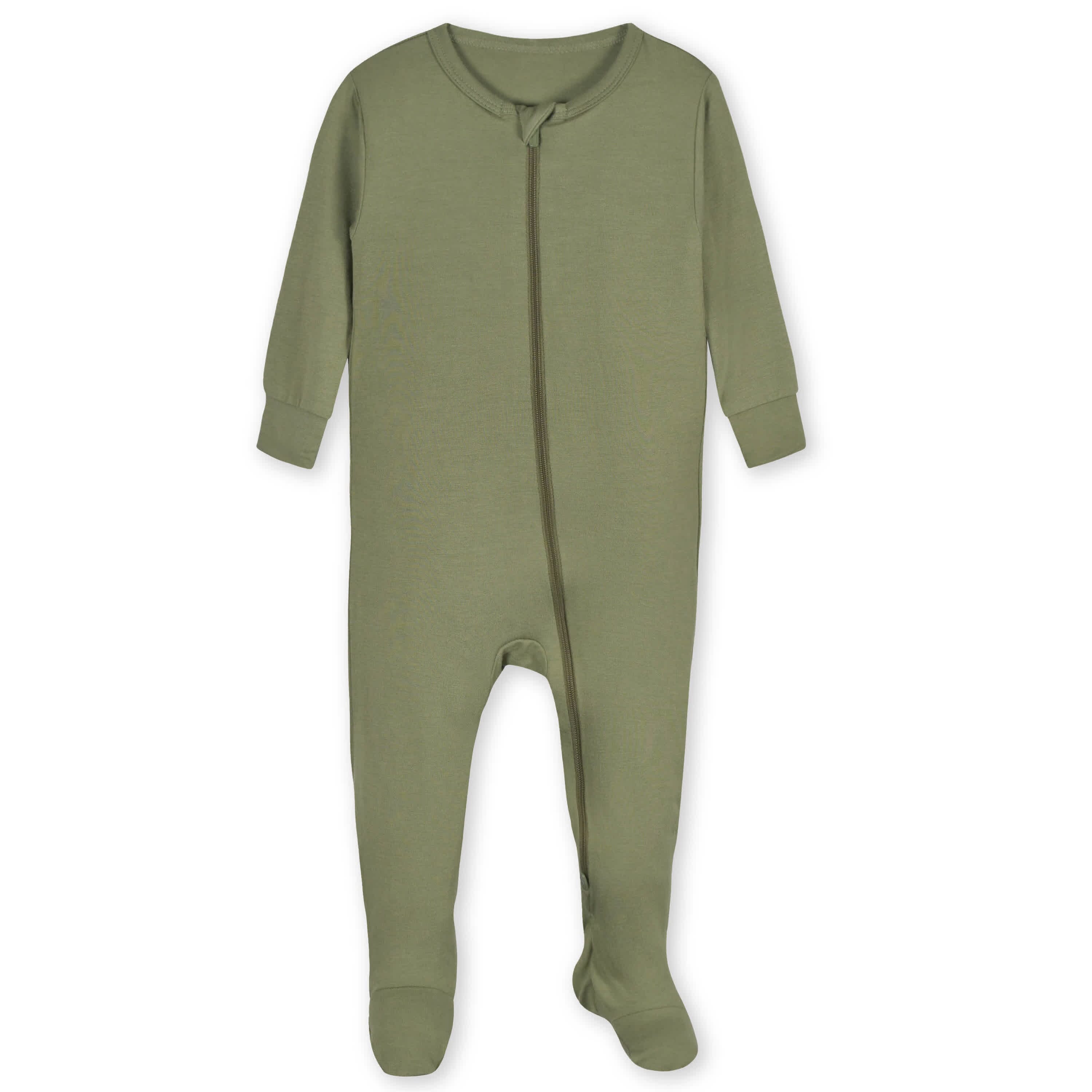 Baby & Toddler Moss Buttery Soft Viscose Made from Eucalyptus Snug Fit Footed Pajamas - Image 2