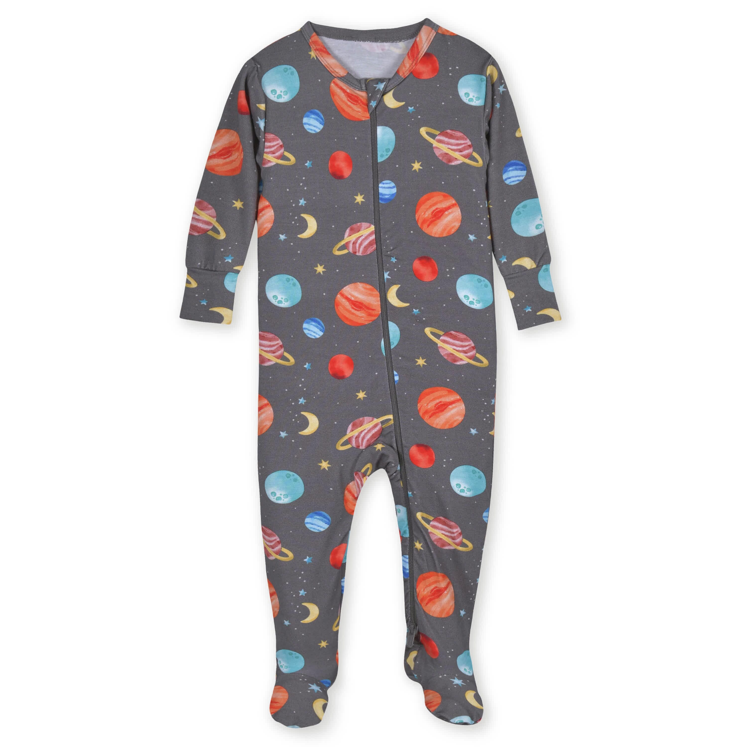Baby & Toddler Outer Space Buttery Soft Viscose Made from Eucalyptus Snug Fit Footed Pajamas - Image 2