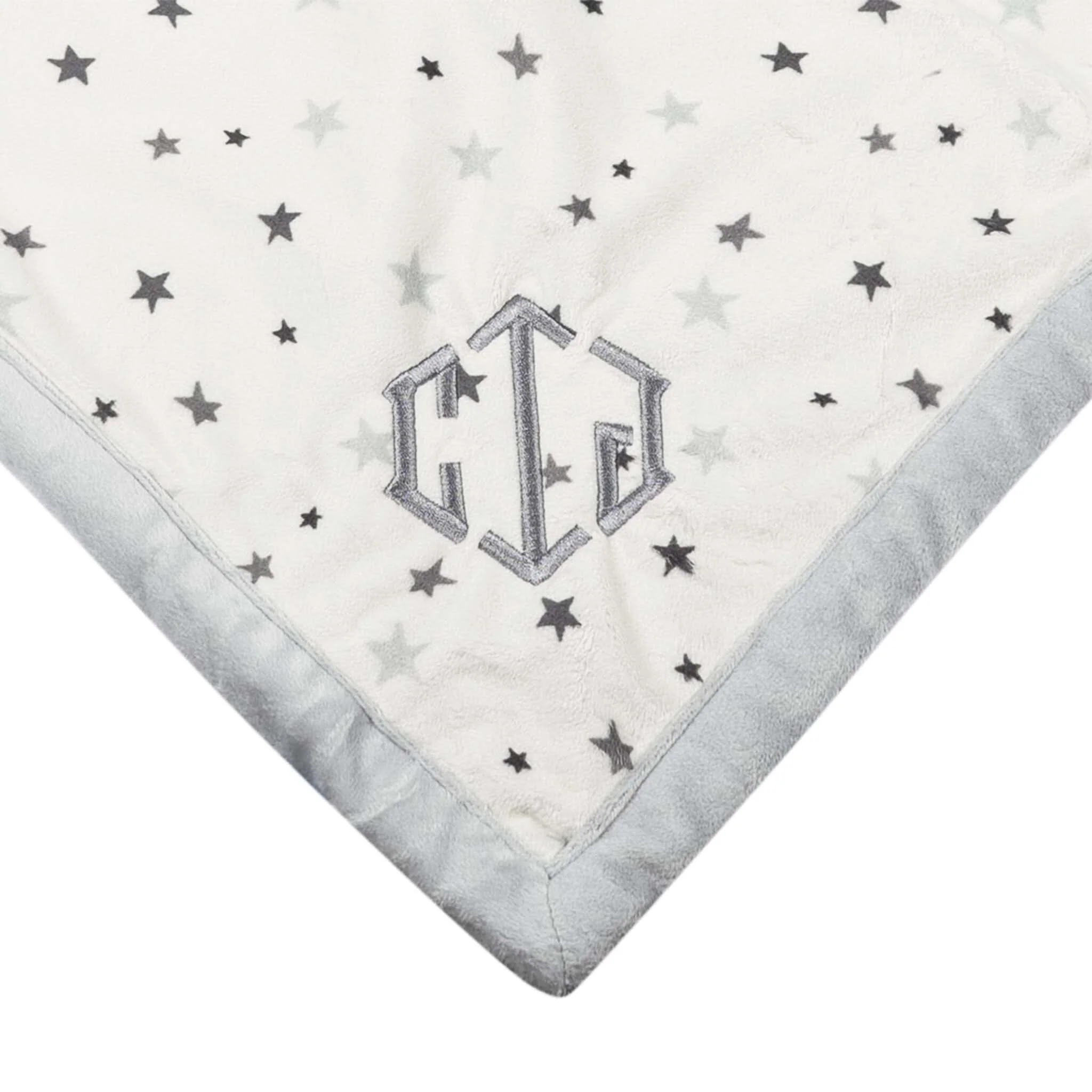 Embroidered Baby Neutral Bear & Stars Oversized Security Blanket - Image 2