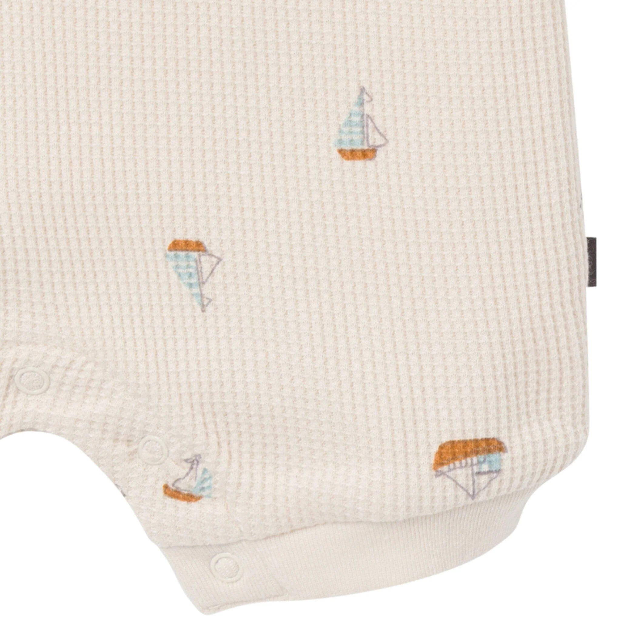 Baby Boys Beige Sailboat Sleeveless Romper - Image 4
