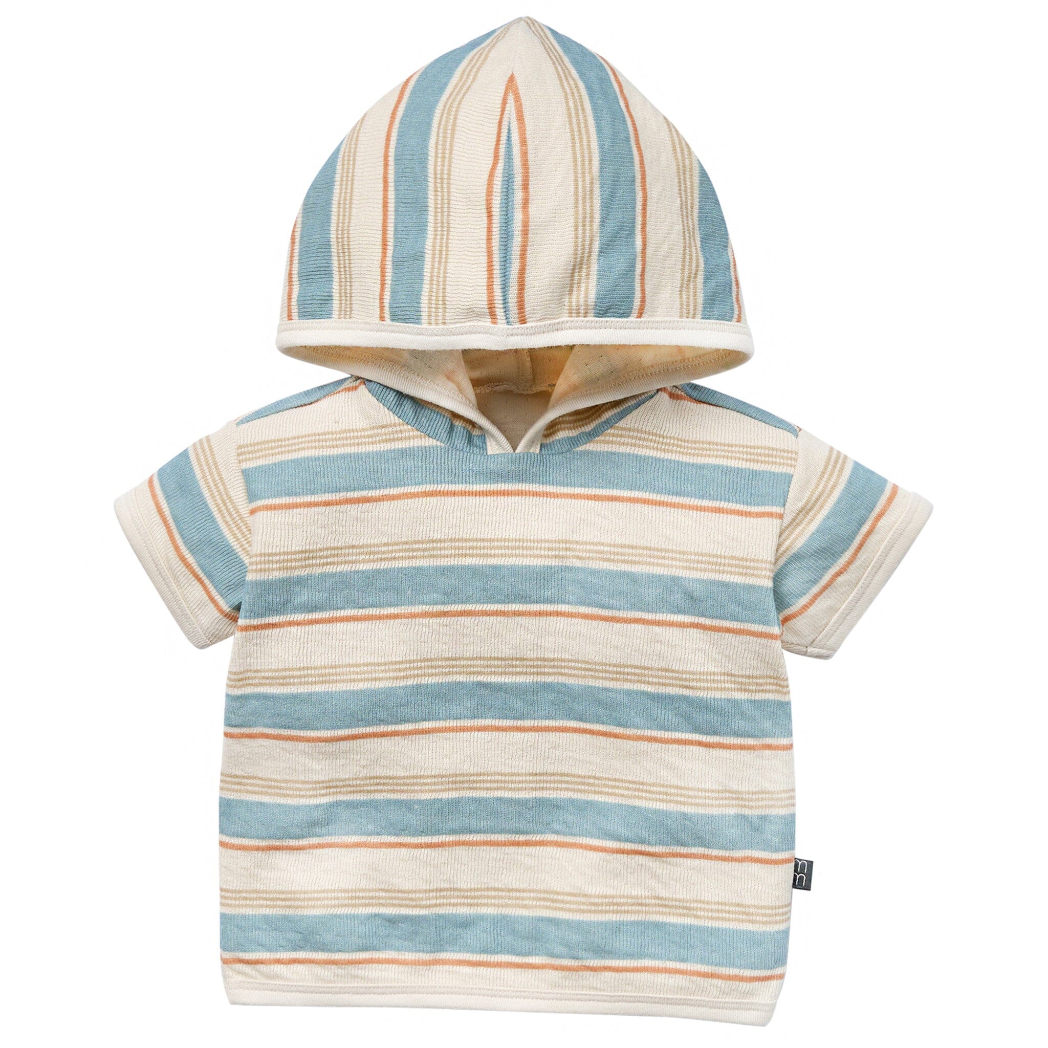 Baby Boys Beige Stripe Short Sleeve Hooded Top