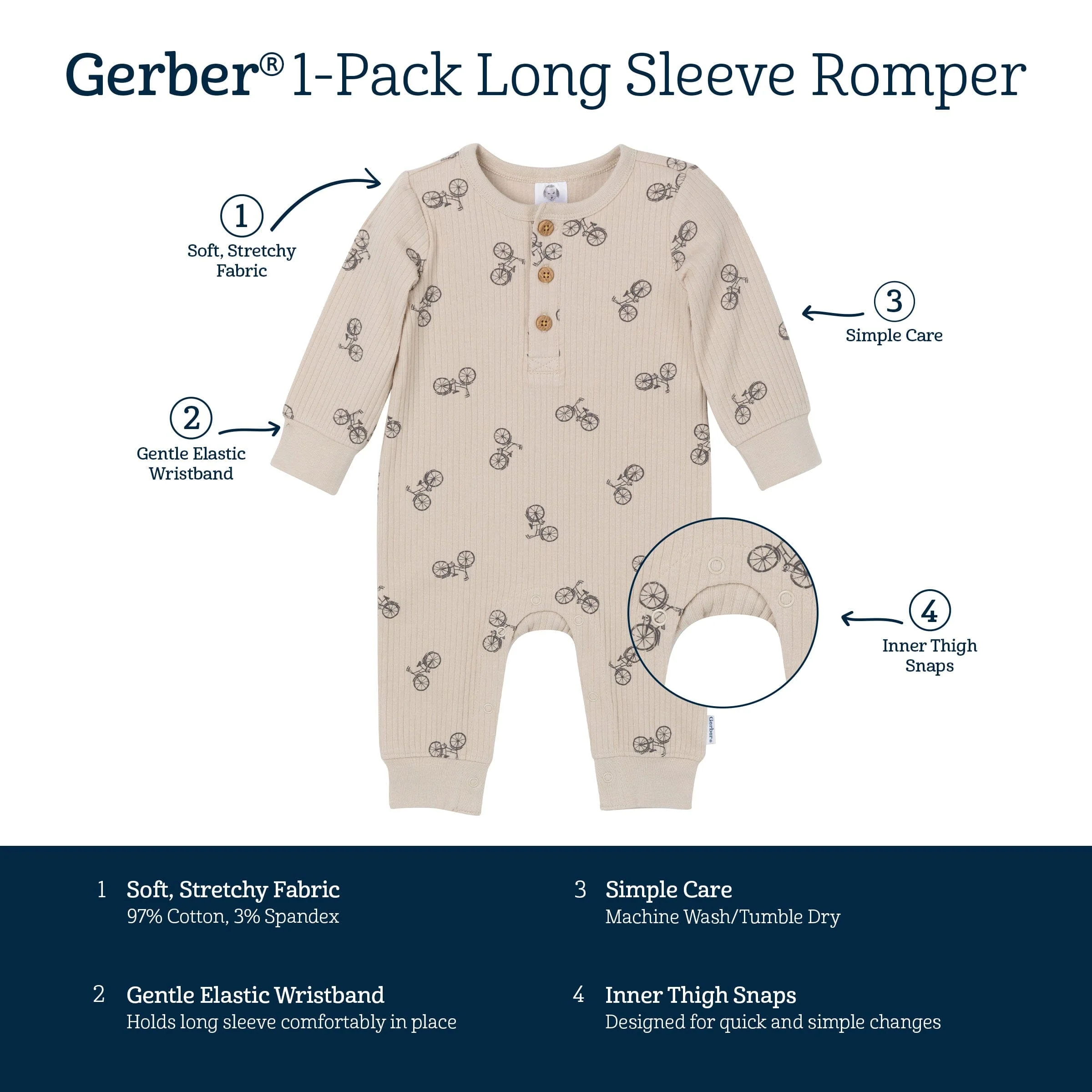 Baby Boys Bicycles Romper - Image 5
