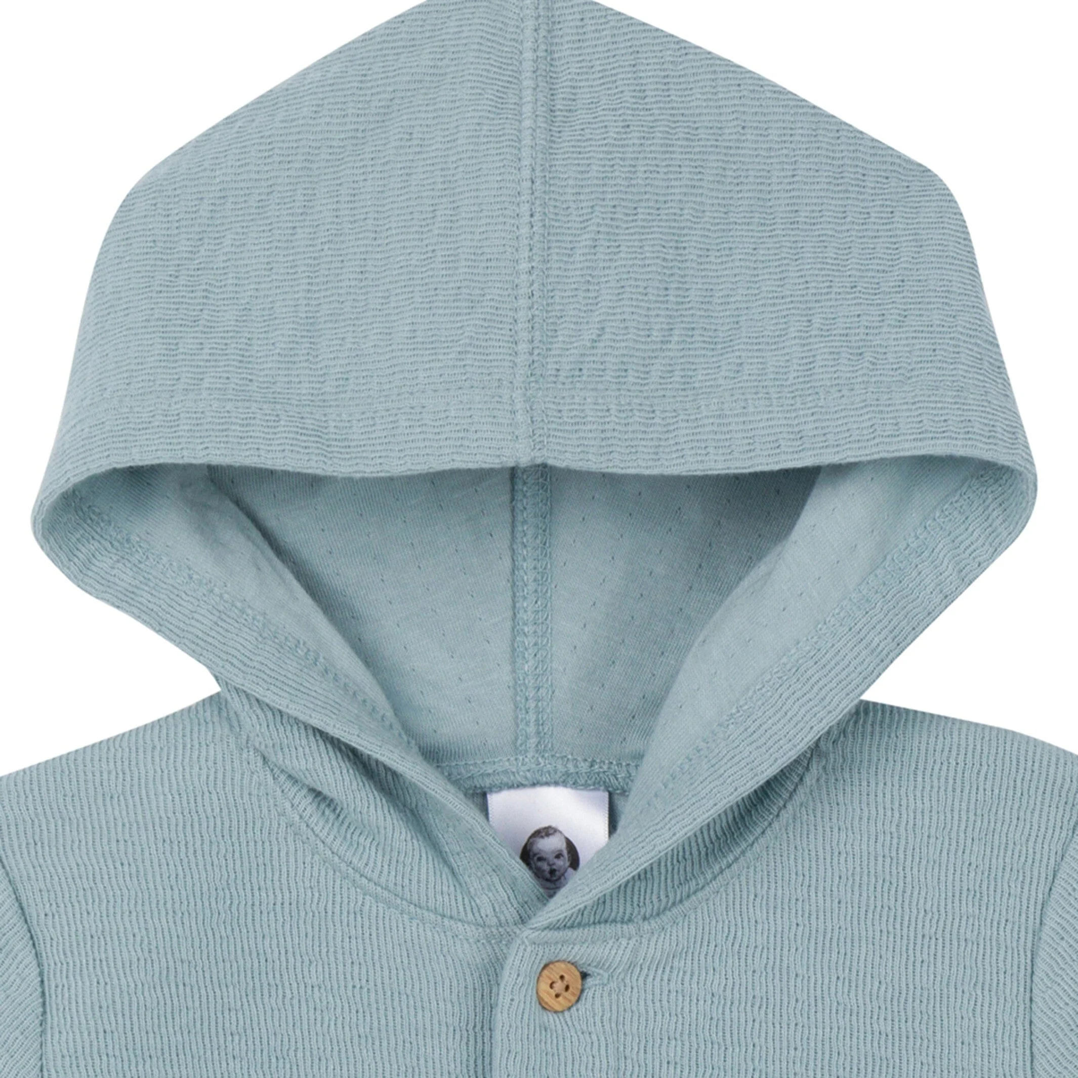 Baby Boys Blue Hooded Romper - Image 4