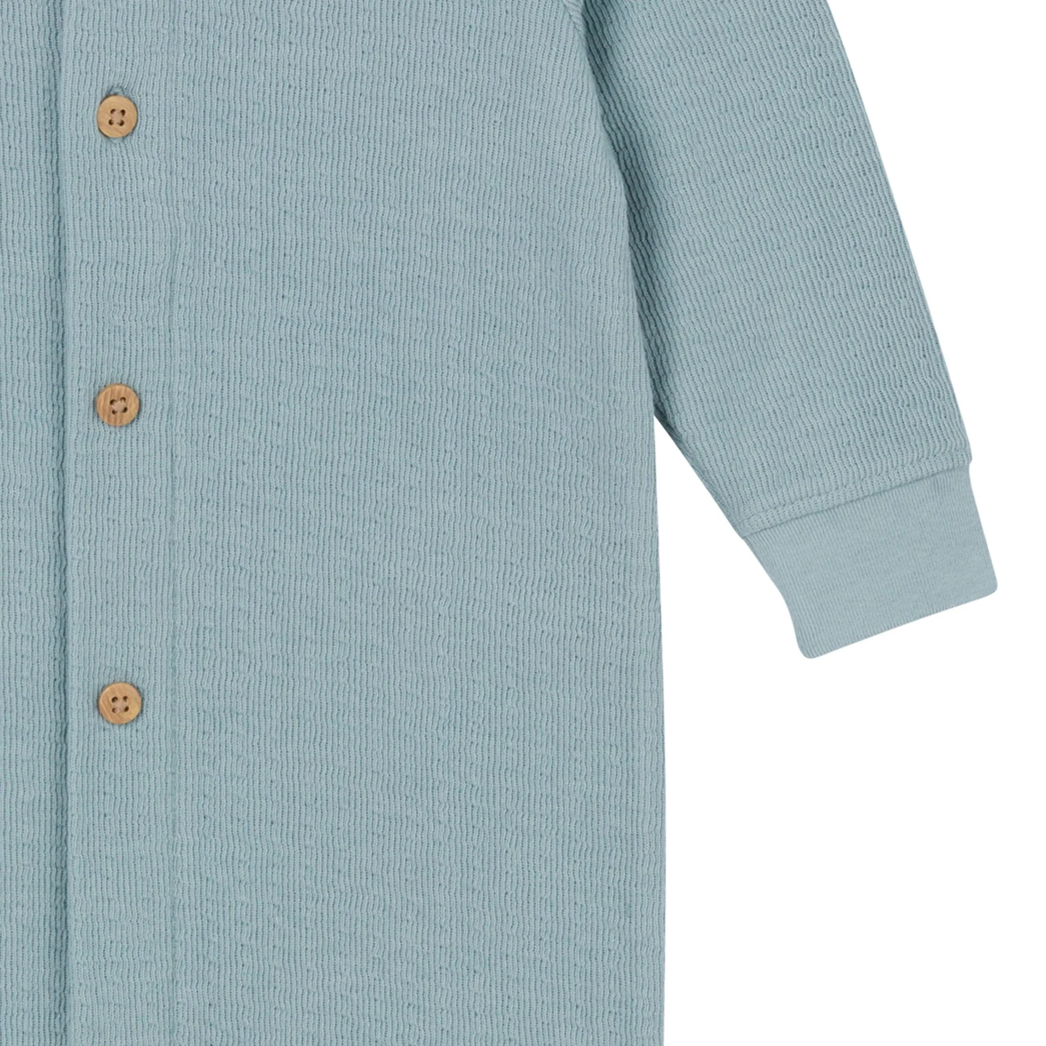 Baby Boys Blue Hooded Romper - Image 5