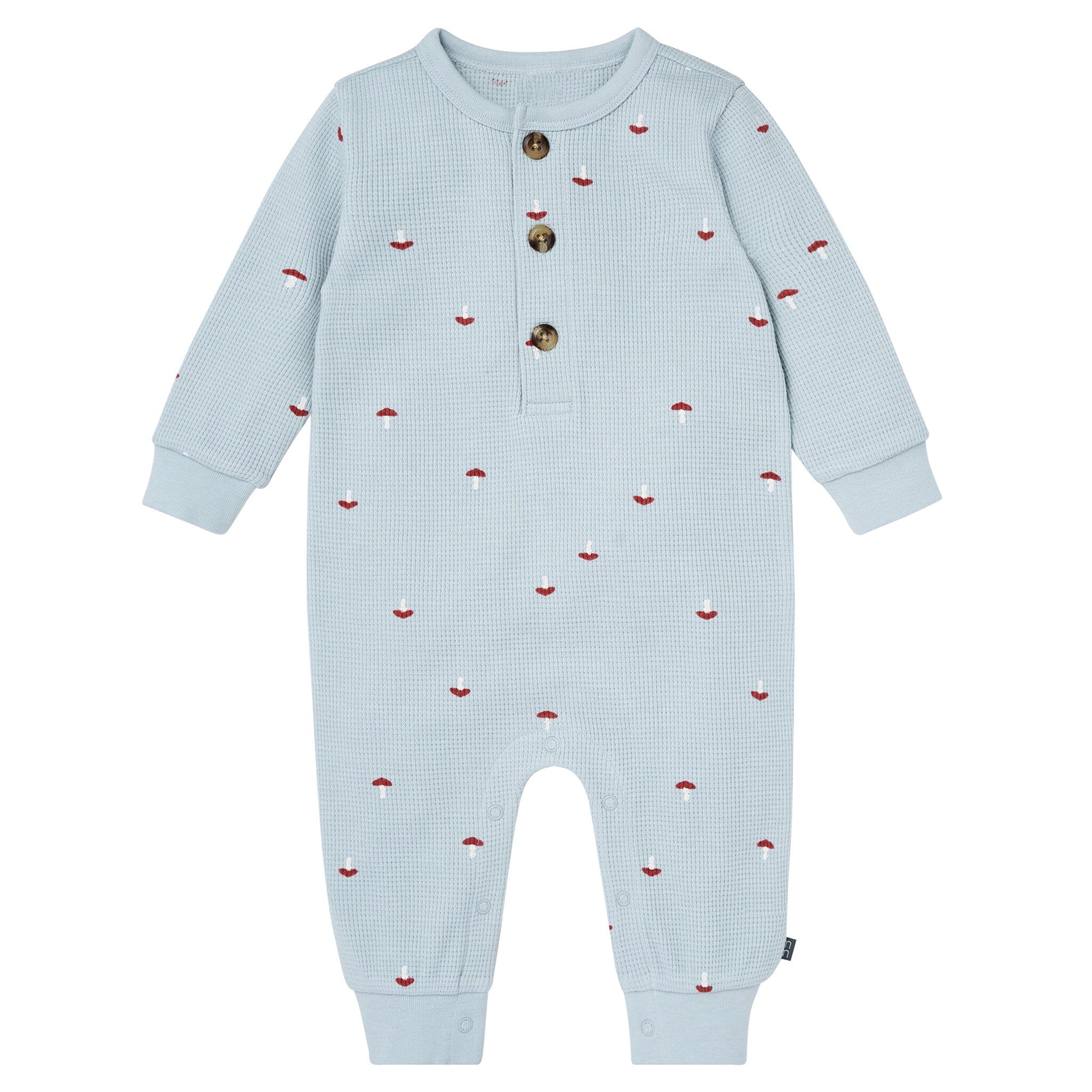 Baby Boys Blue Mushroom Waffle Slouch Romper