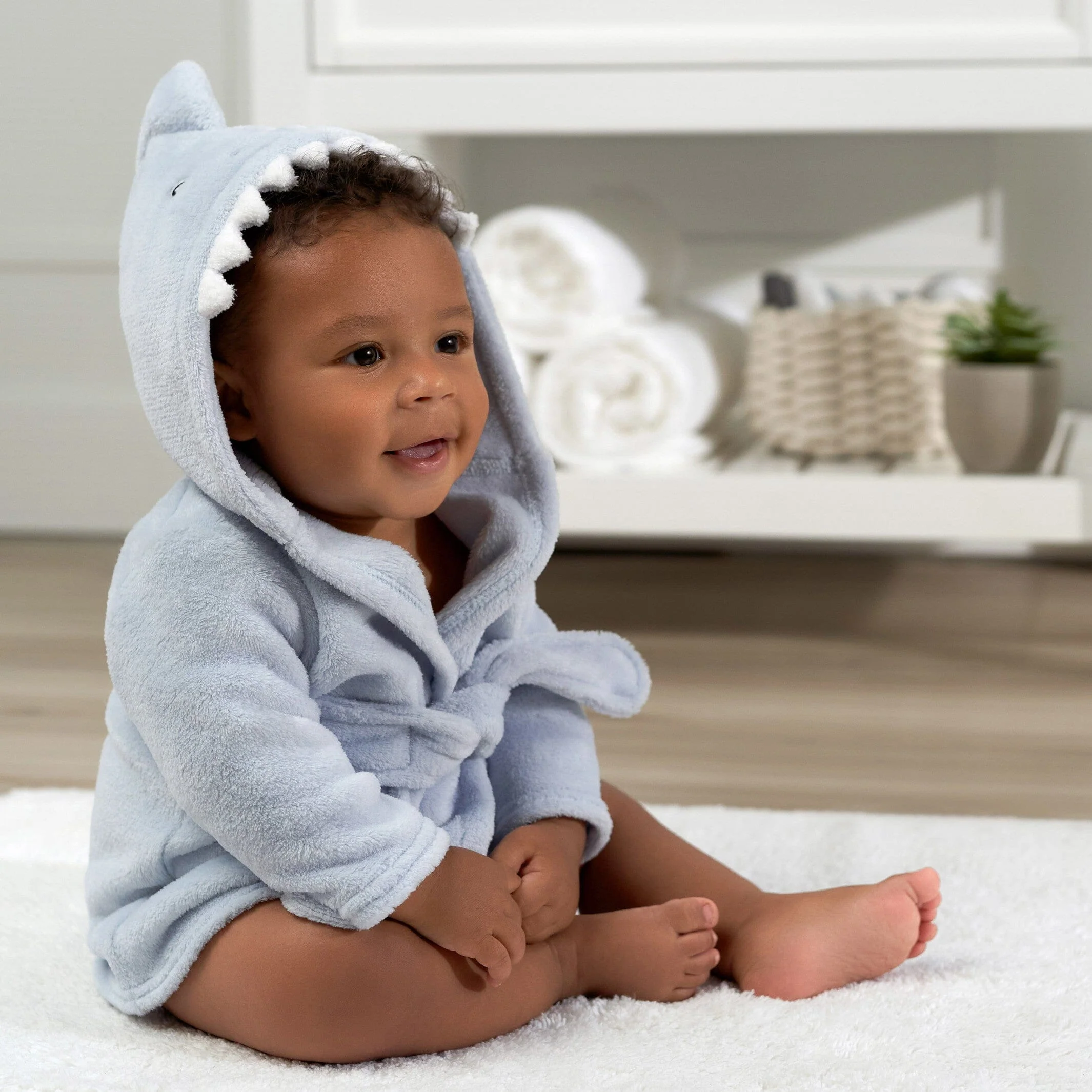 Embroidered Baby Boys Shark Robe - Image 3