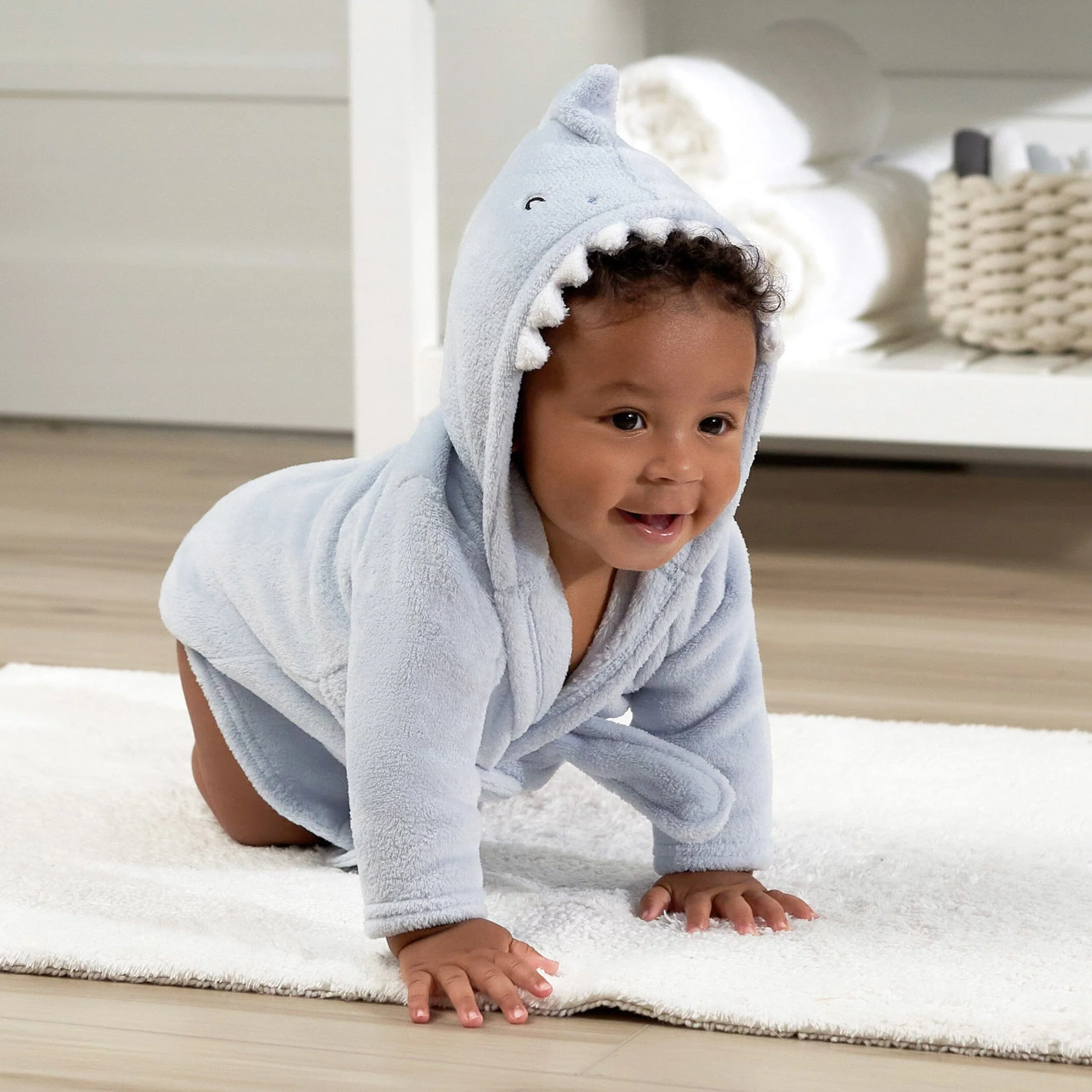 Embroidered Baby Boys Shark Robe - Image 4