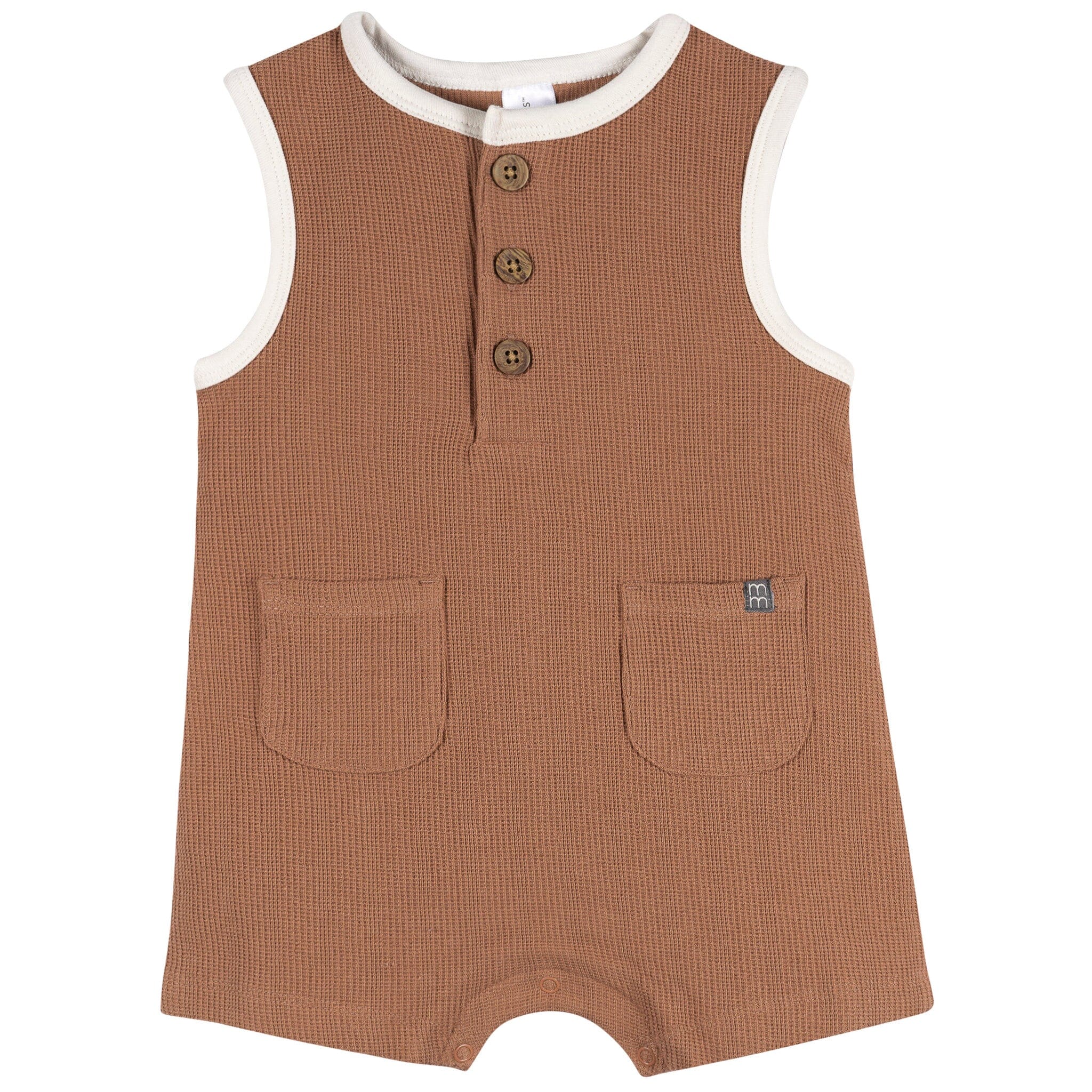 Baby Boys Mocha Henley Romper