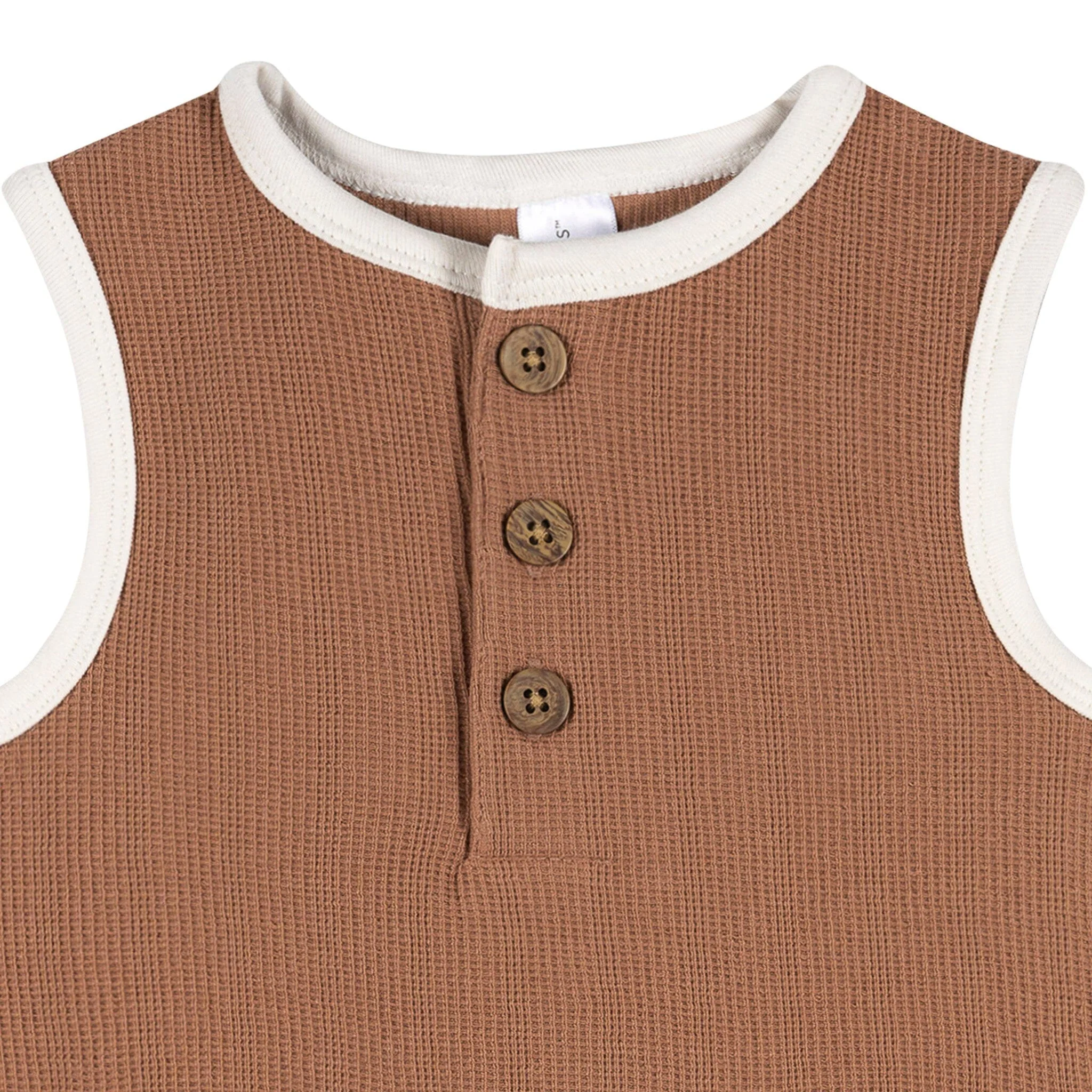 Baby Boys Mocha Henley Romper - Image 2