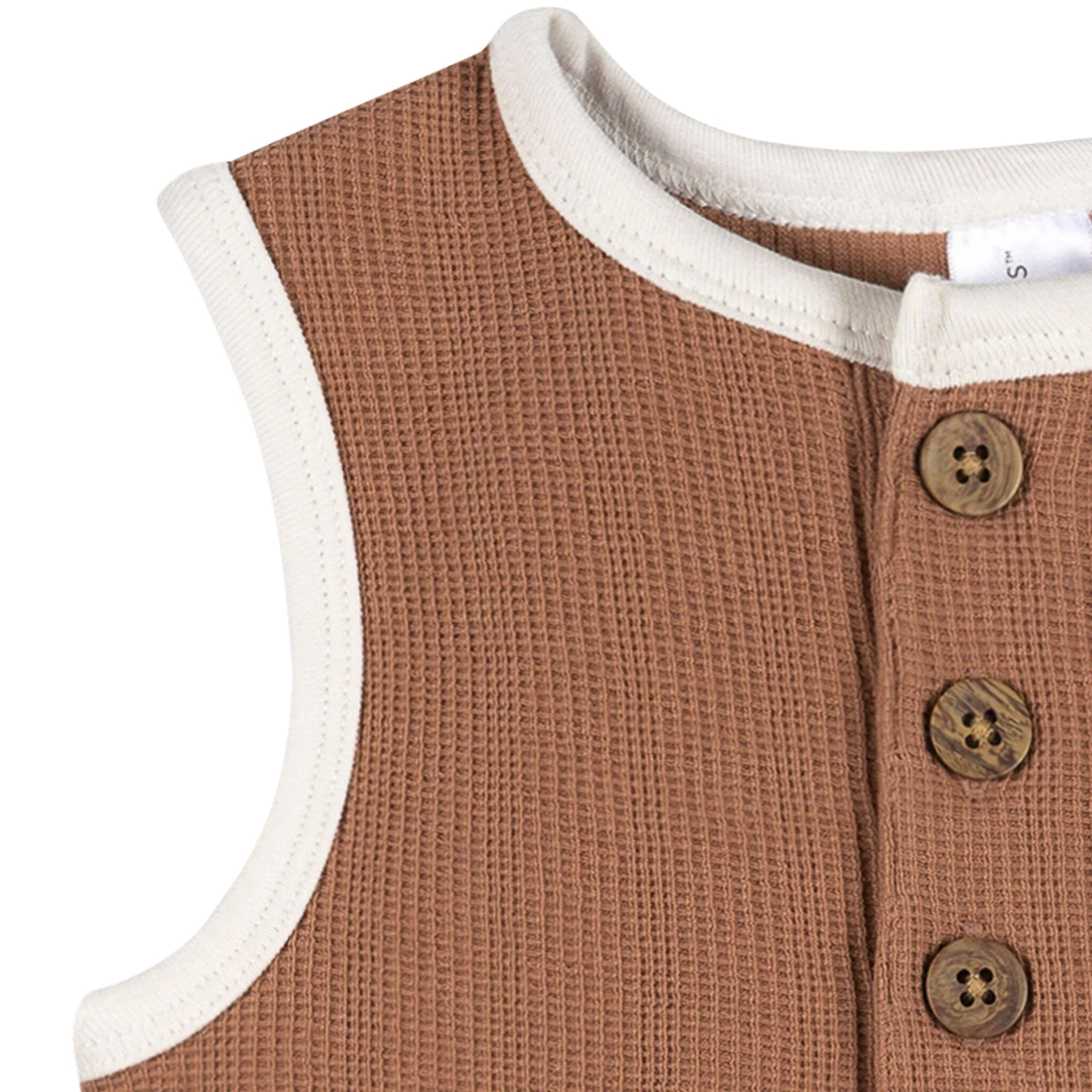 Baby Boys Mocha Henley Romper - Image 3