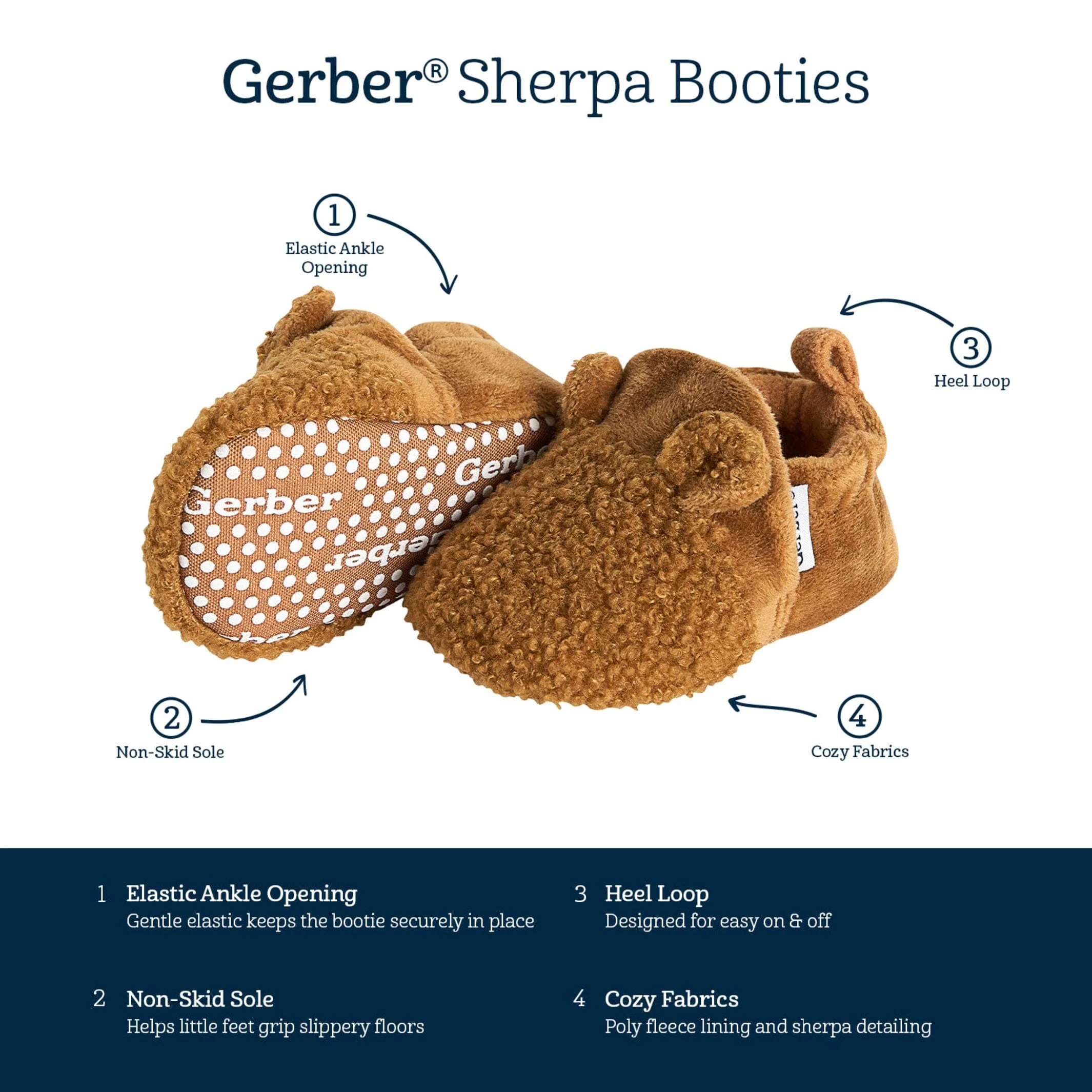 Baby Neutral Brown Sherpa Booties - Image 8