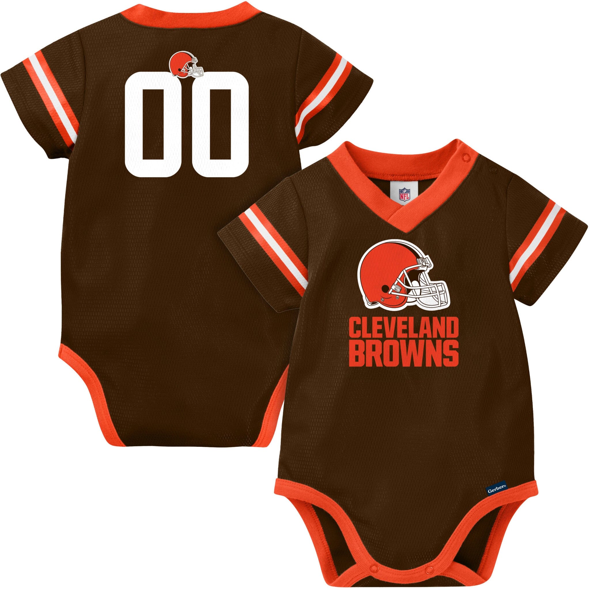 Baby Boys Cleveland Browns Short Sleeve Jersey Bodysuit - Image 4